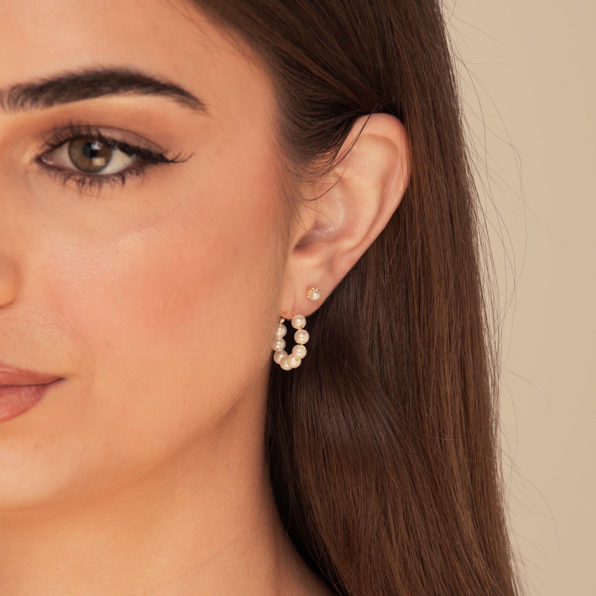Solara Freshwater Pearl Huggie Earrings Rose Gold