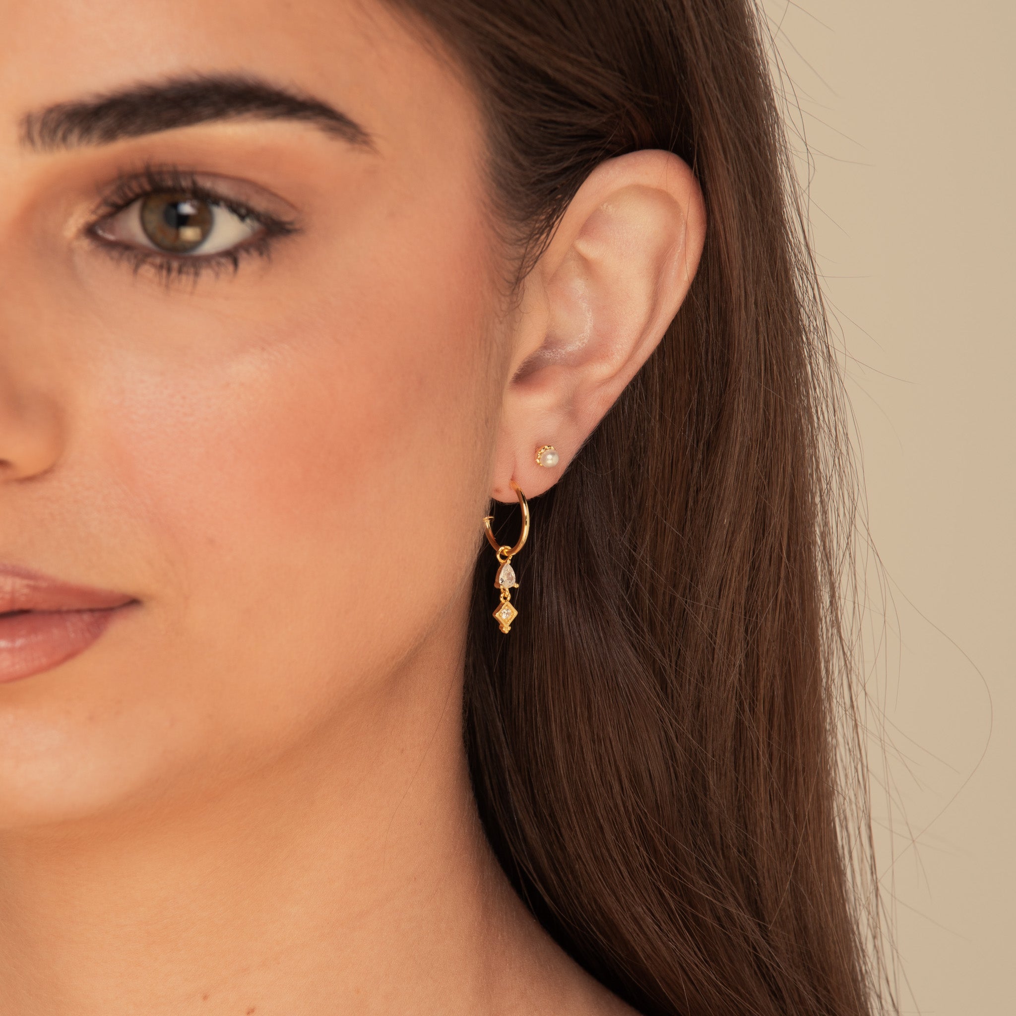 Bliss Teardrop Dangle Hoop Earrings Gold