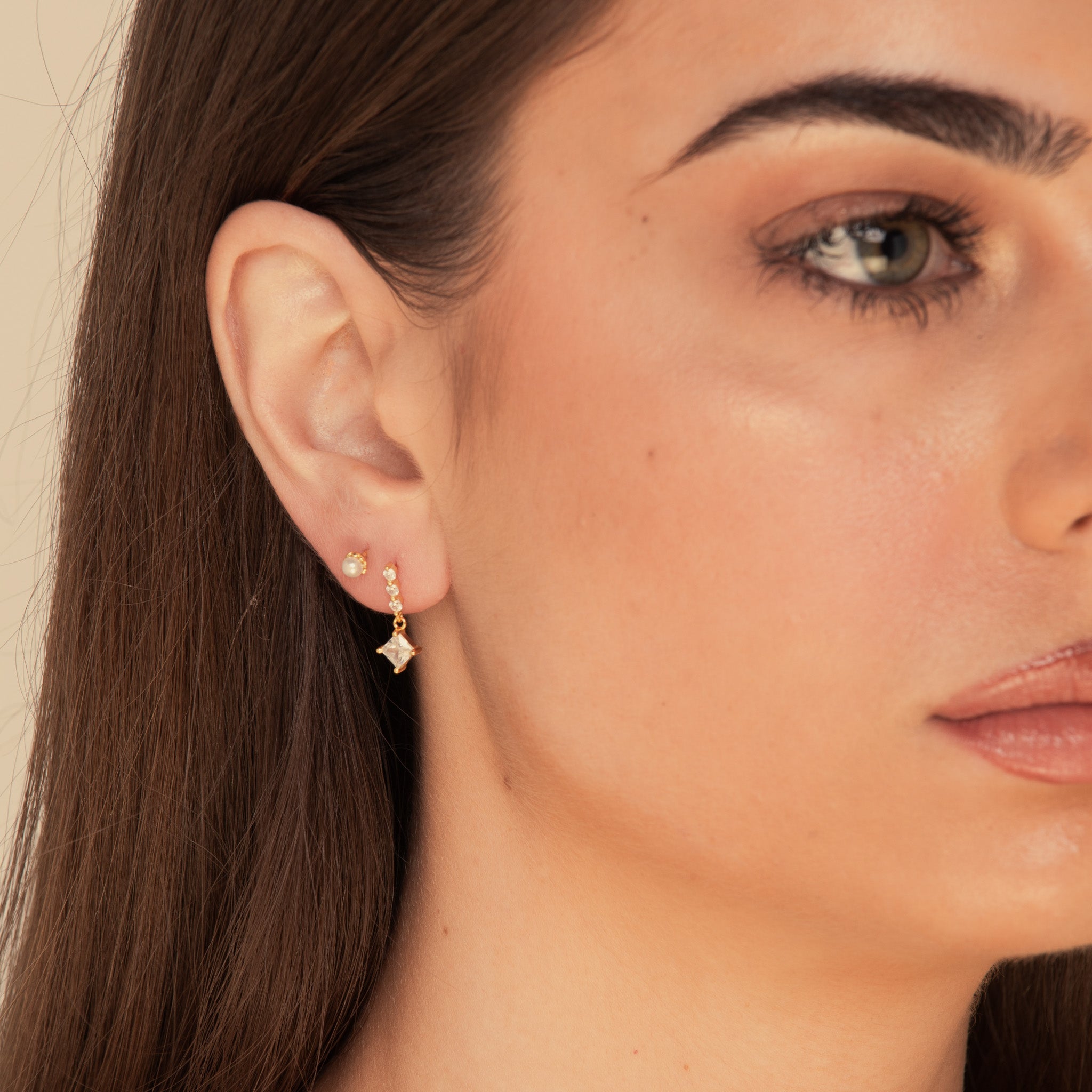 Solstice Sapphire Drop Stud Earrings Gold