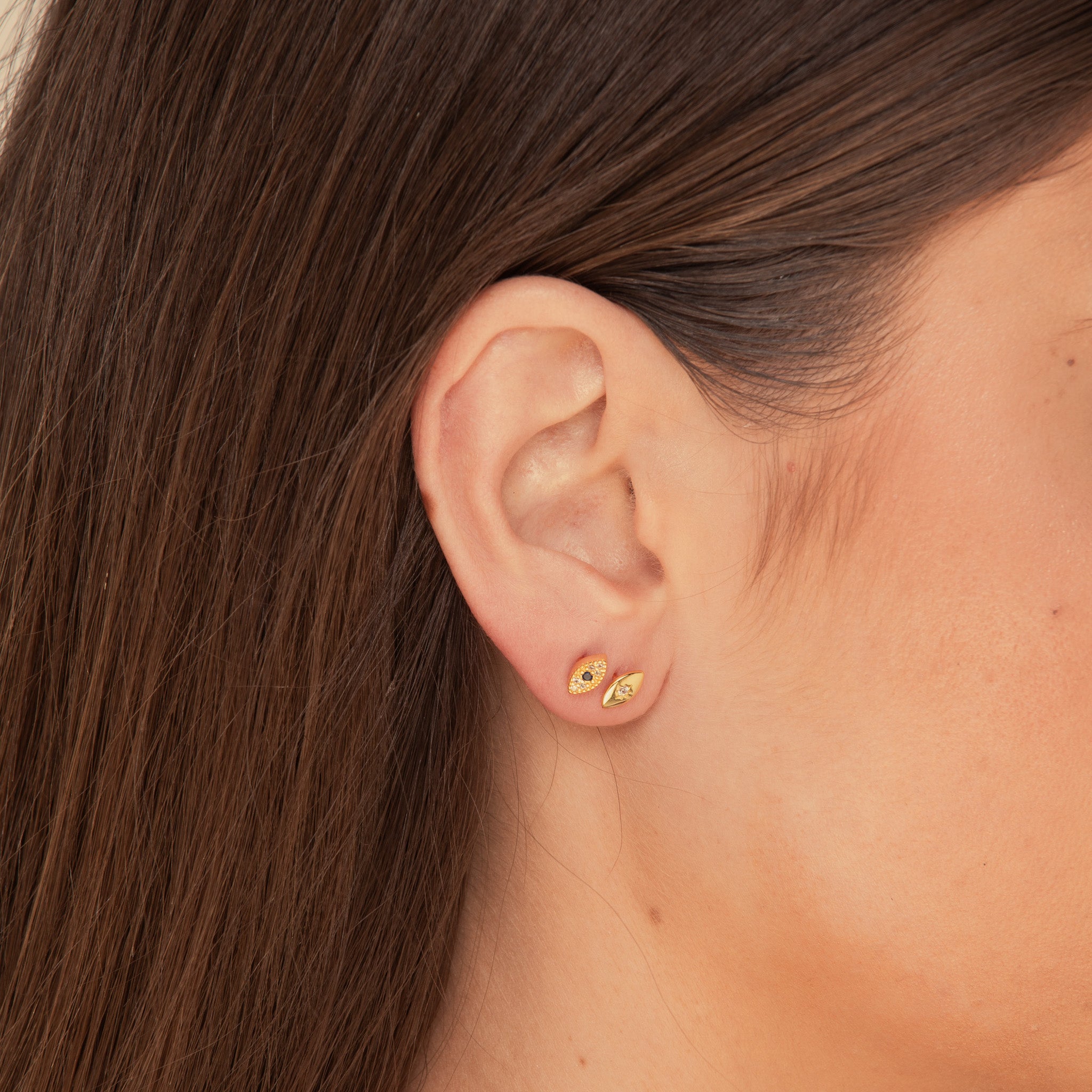 Evil Eye Barbell Cartilage Earrings Gold