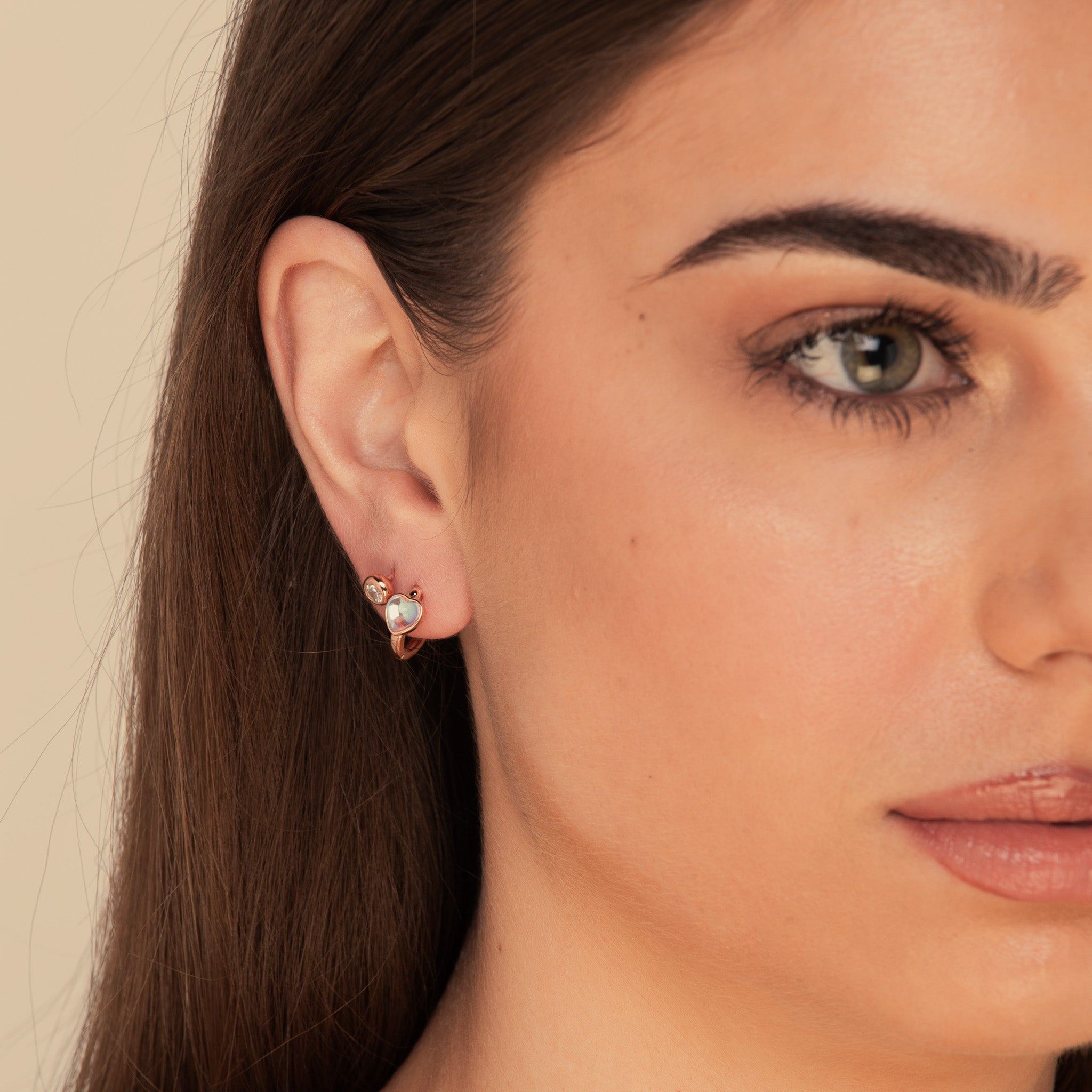 Bezel Barbell Cartilage Earrings Rose Gold