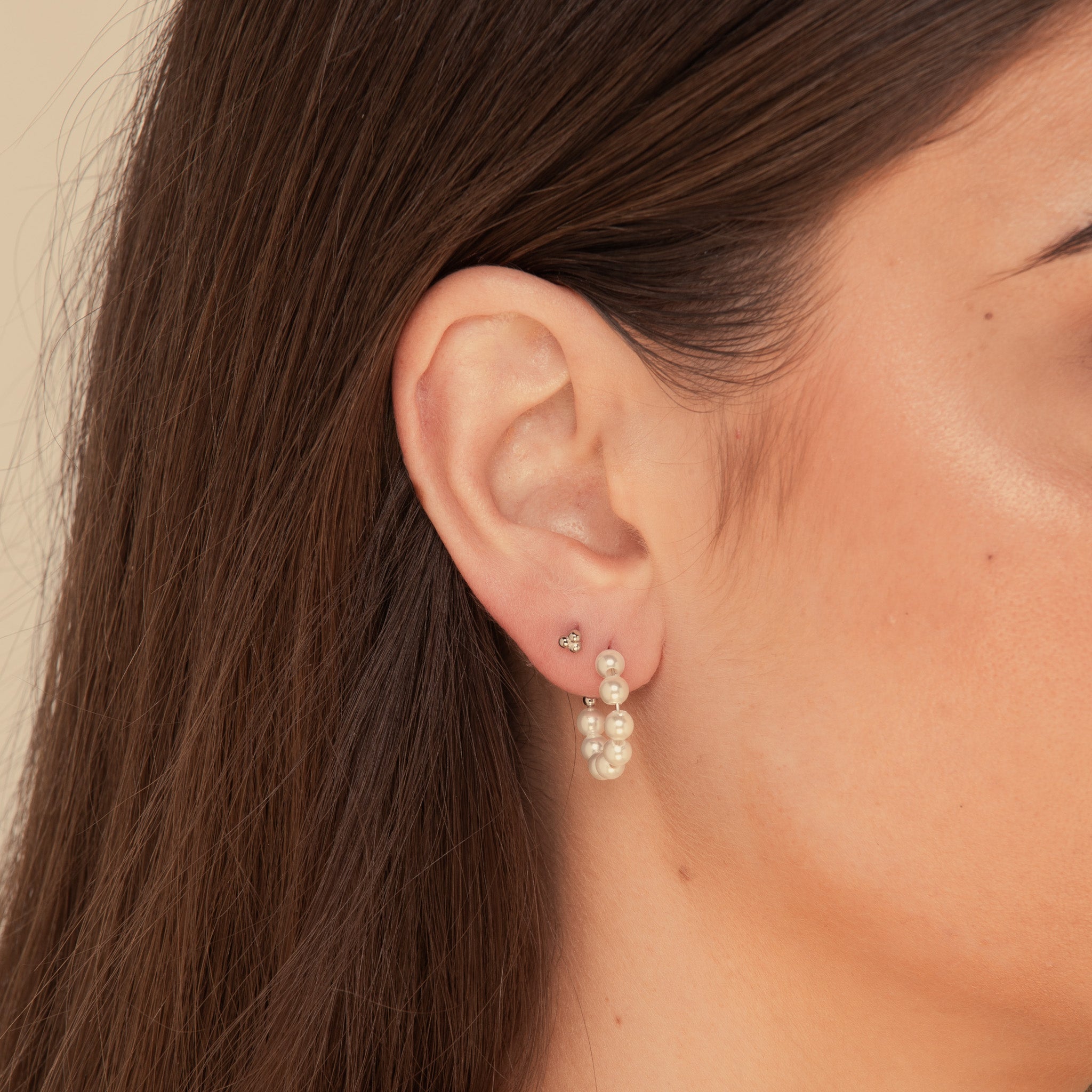 Solara Freshwater Pearl Huggie Earrings Silver