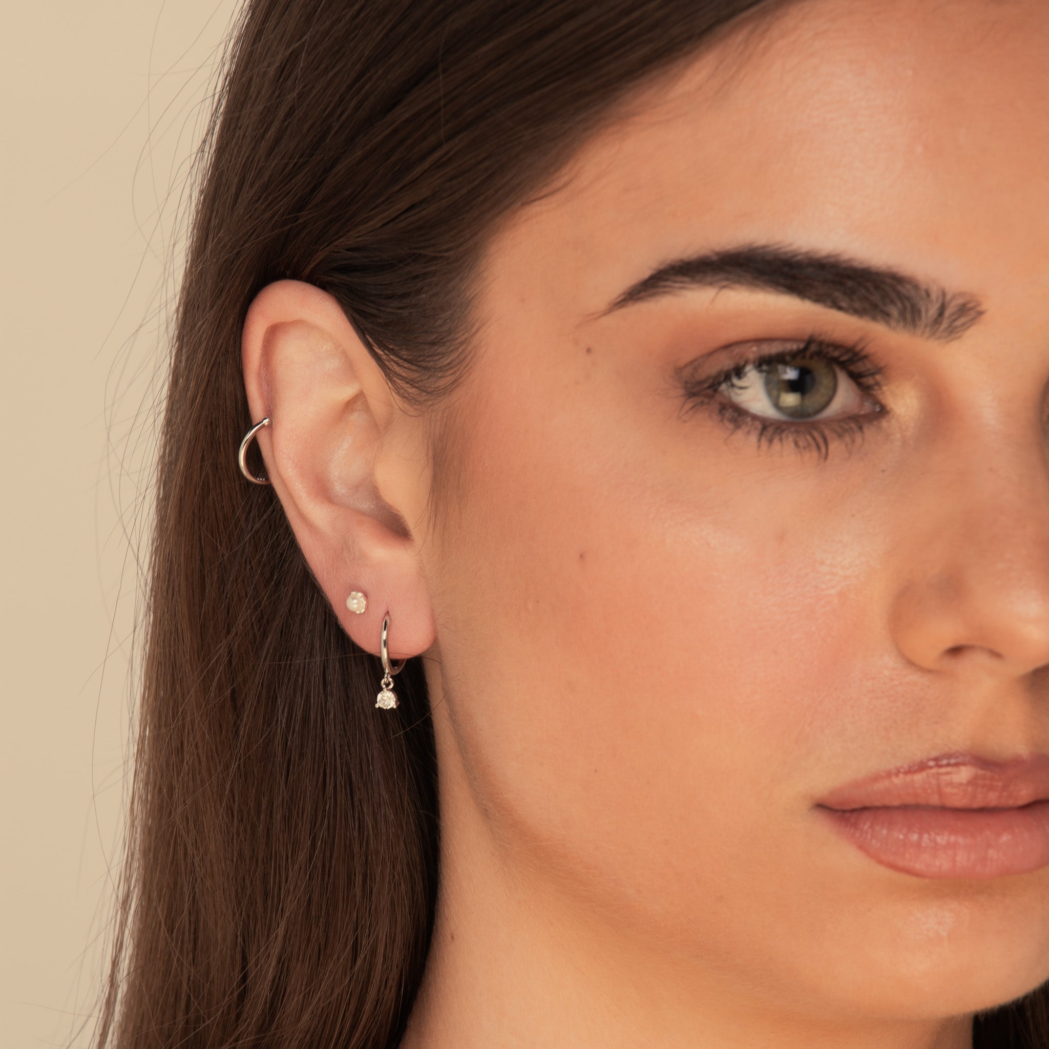 Pearl Barbell Cartilage Earrings Silver