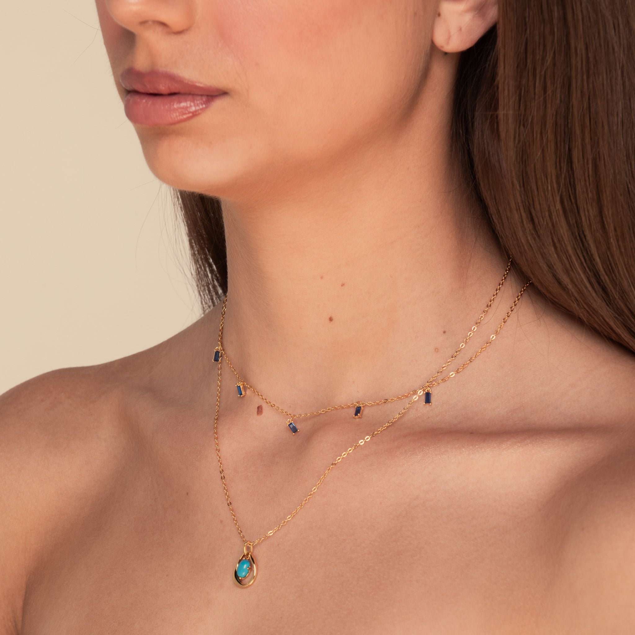 Harmony Oval Turquoise Necklace Gold