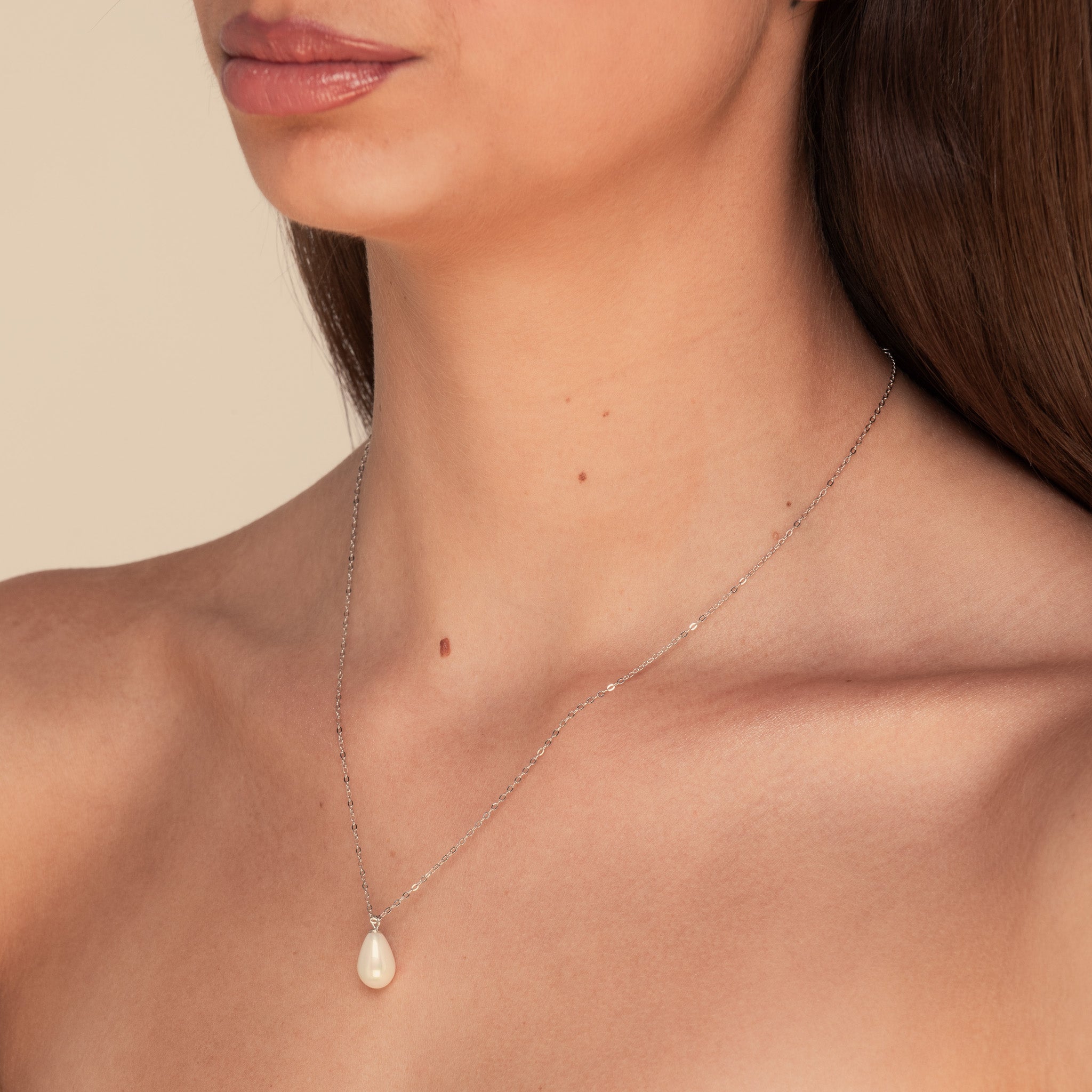 Drop Pearl Necklace Rose Gold