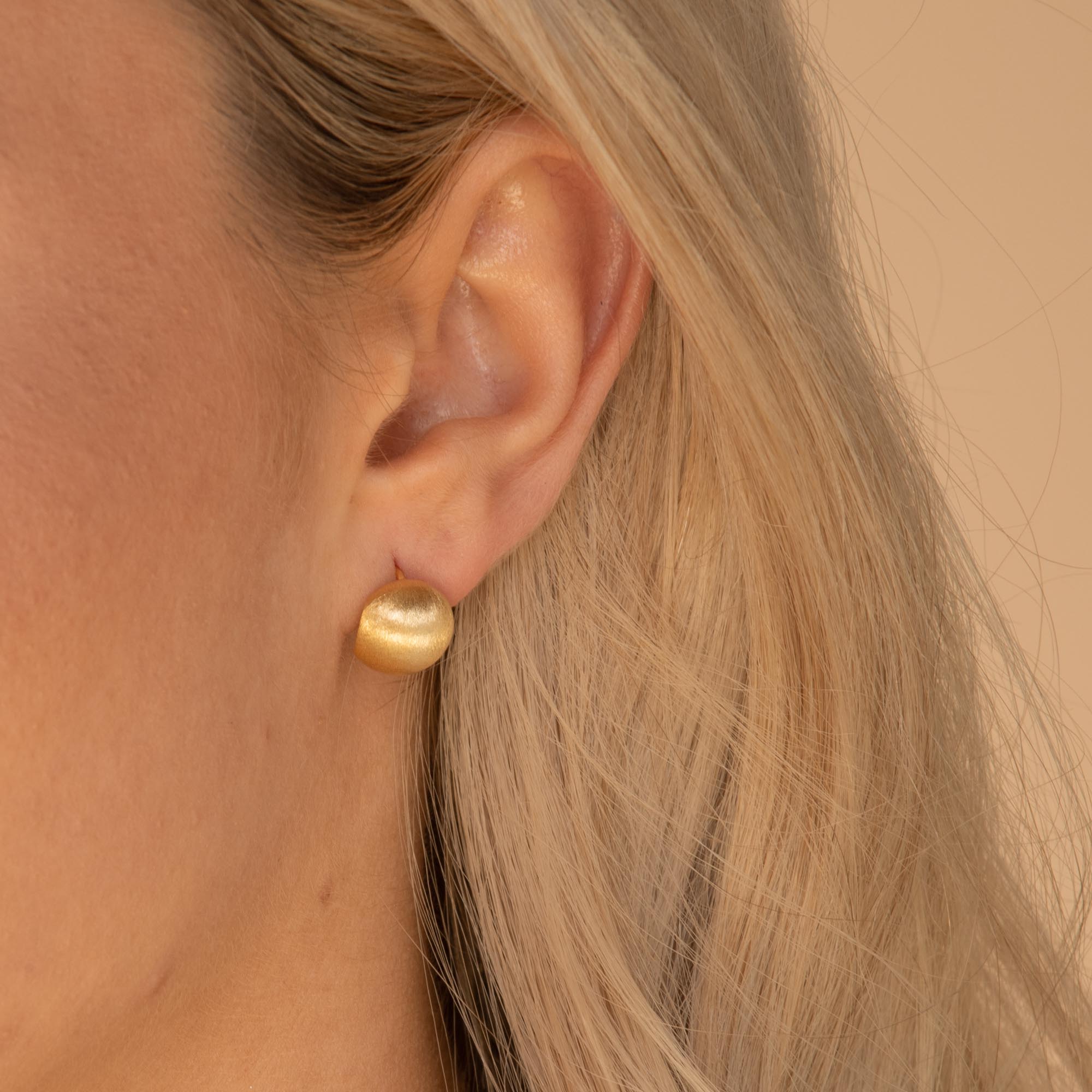 Circular Matte Huggie Earrings Gold