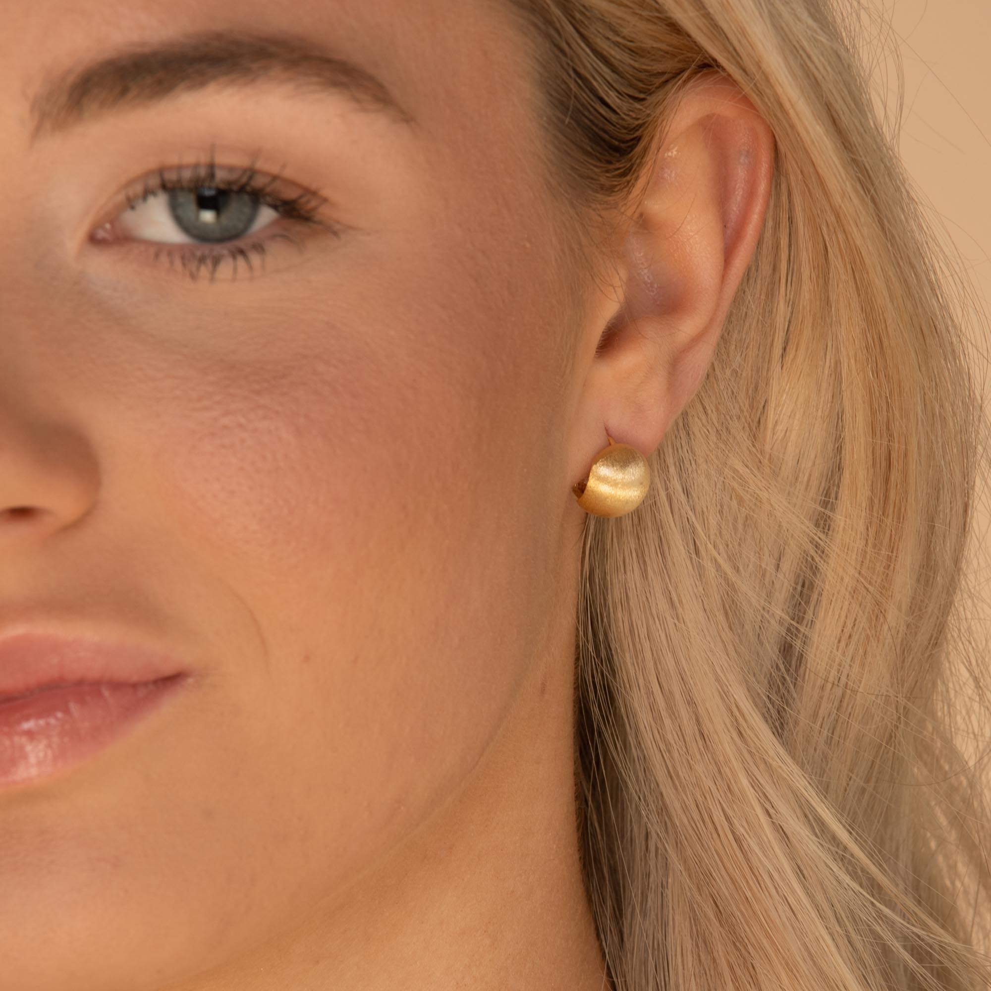 Circular Matte Huggie Earrings Gold
