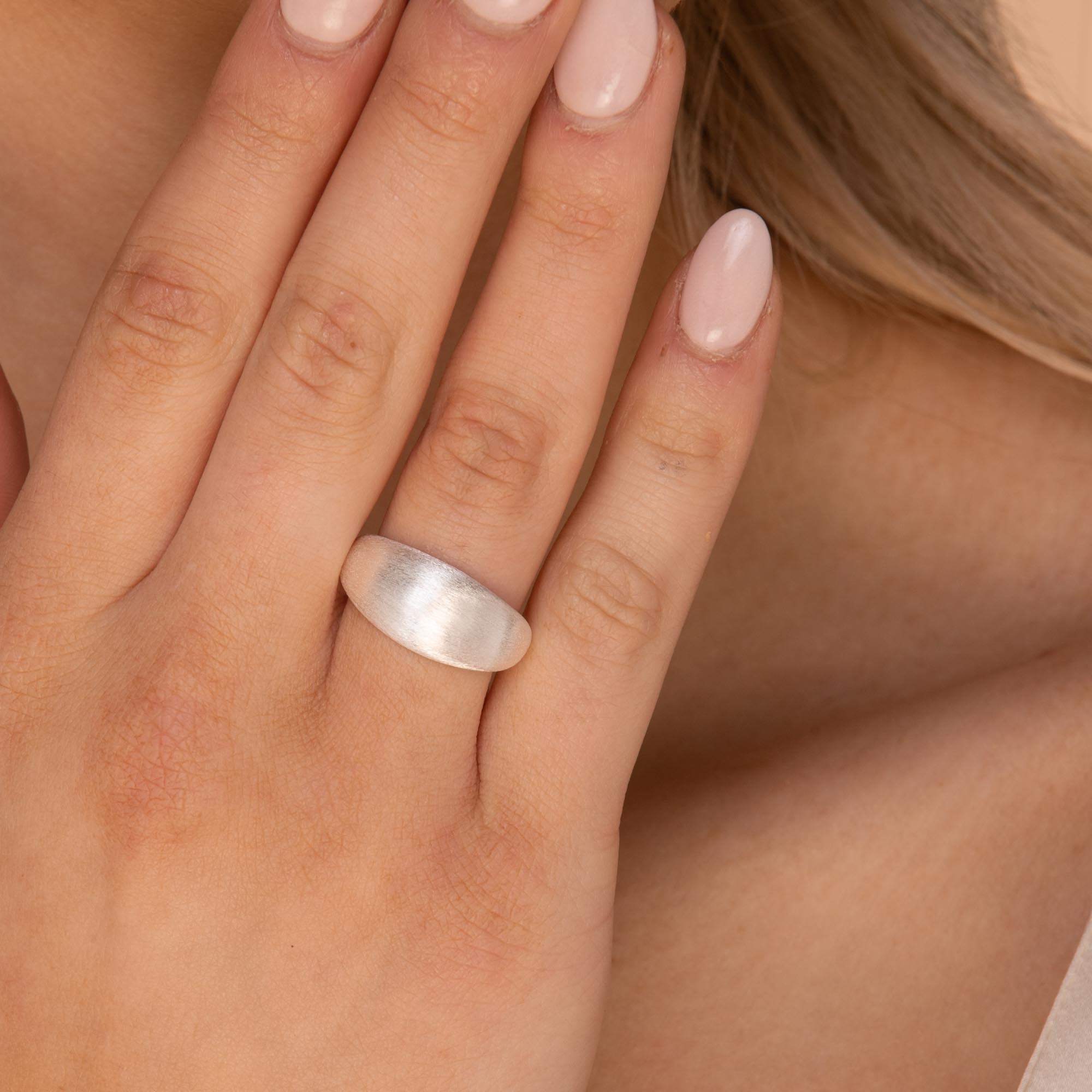 Matte Dome Open Ring Silver