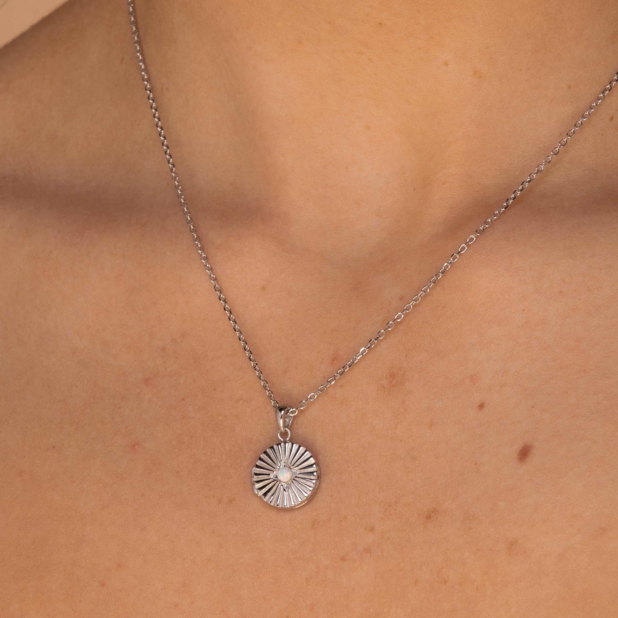 North Star Opal Locket Necklace Silver