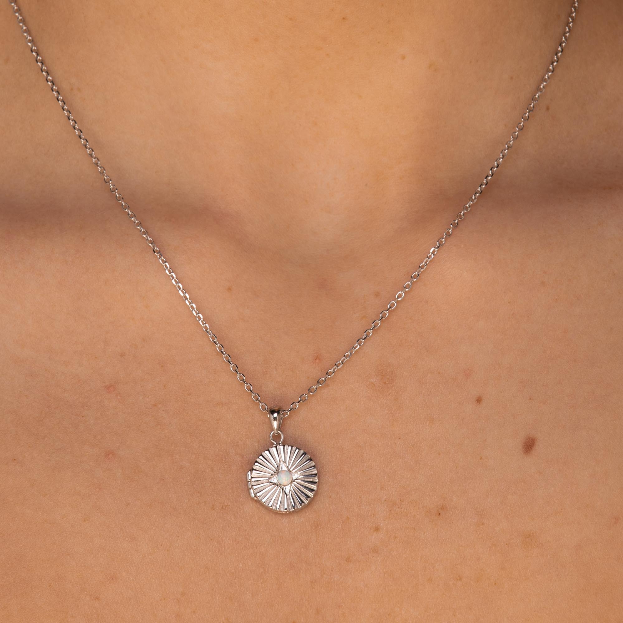 North Star Opal Locket Necklace Silver
