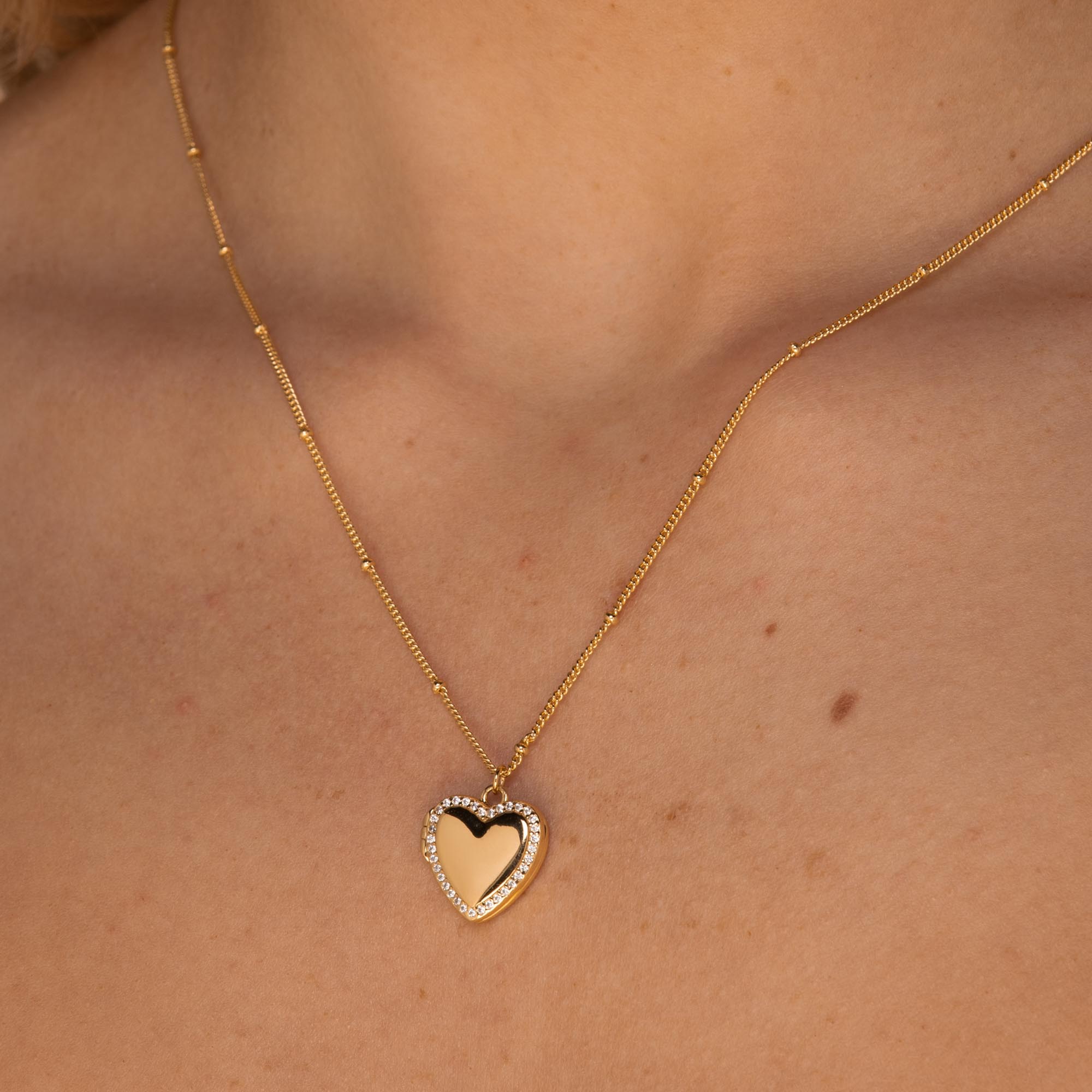Love Heart Locket Necklace Rose Gold