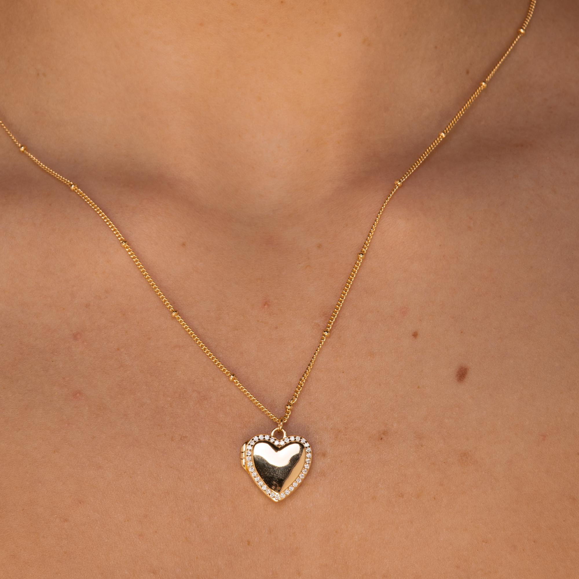 Love Heart Locket Necklace Silver