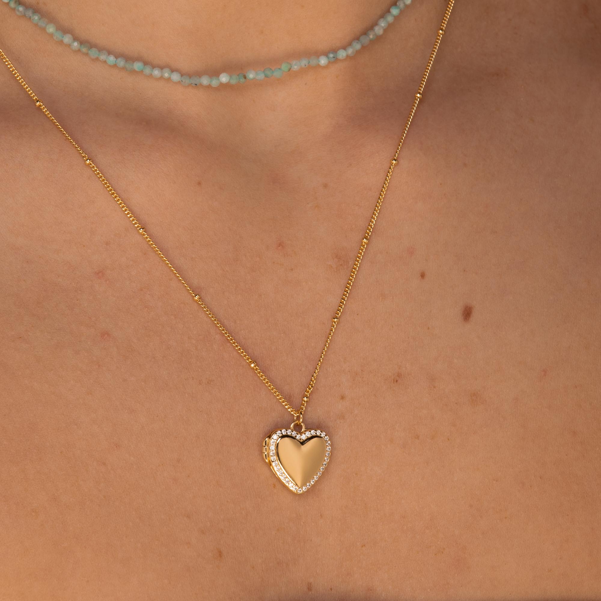 Love Heart Locket Necklace Rose Gold