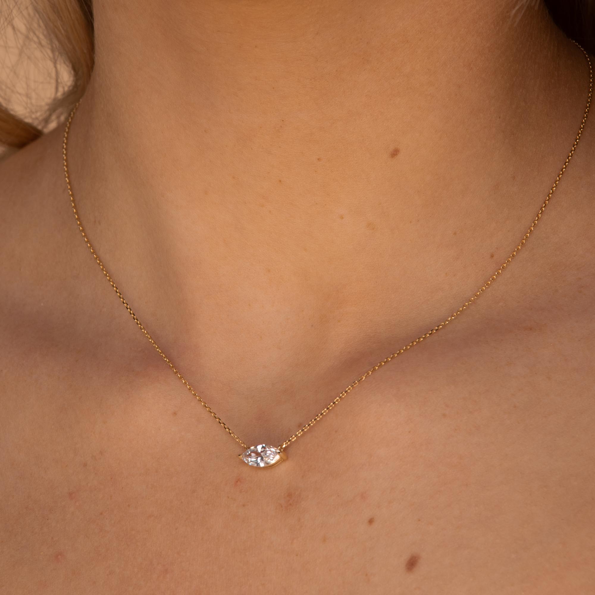 Marquise Sapphire Necklace Gold