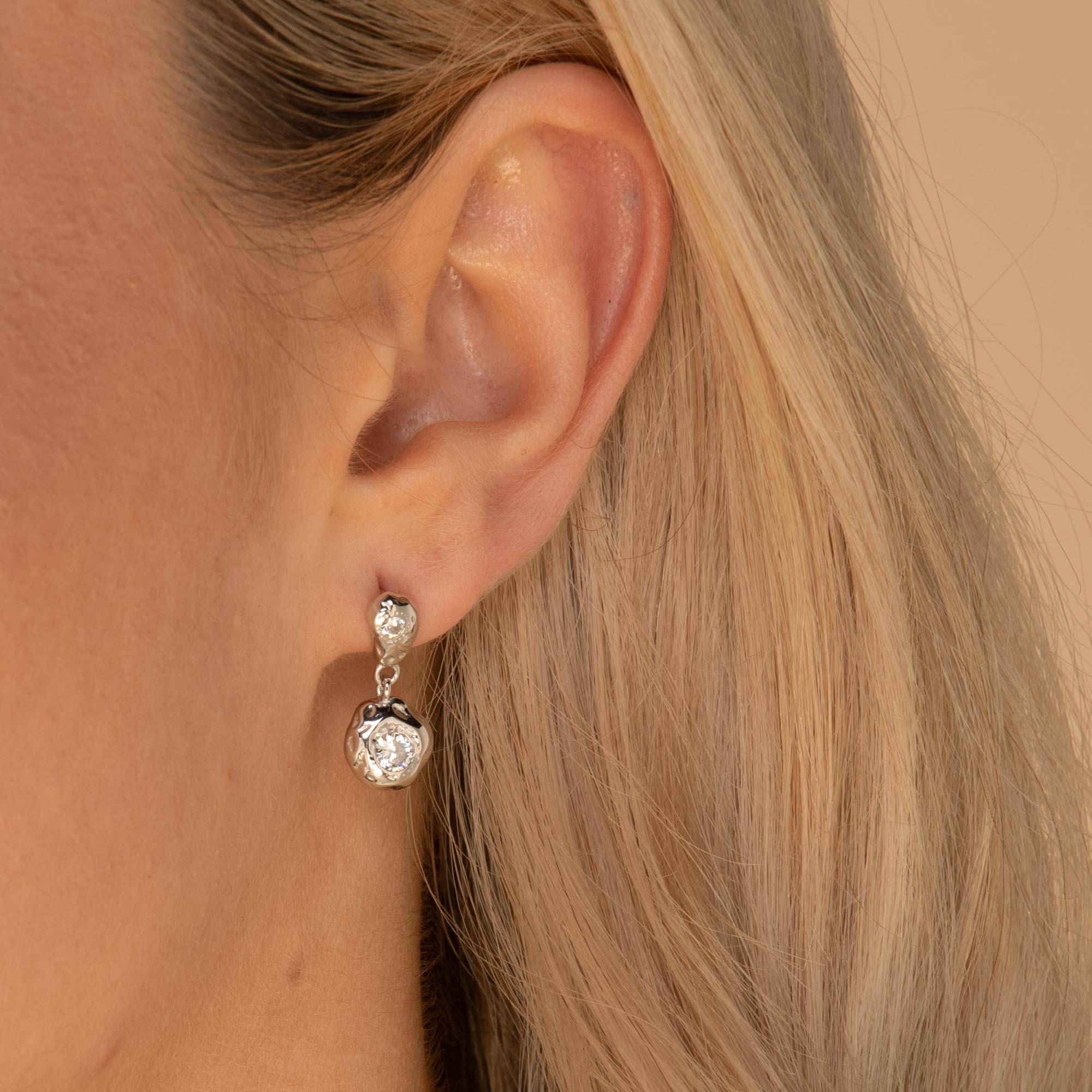 Sapphire Molten Drop Earrings Silver