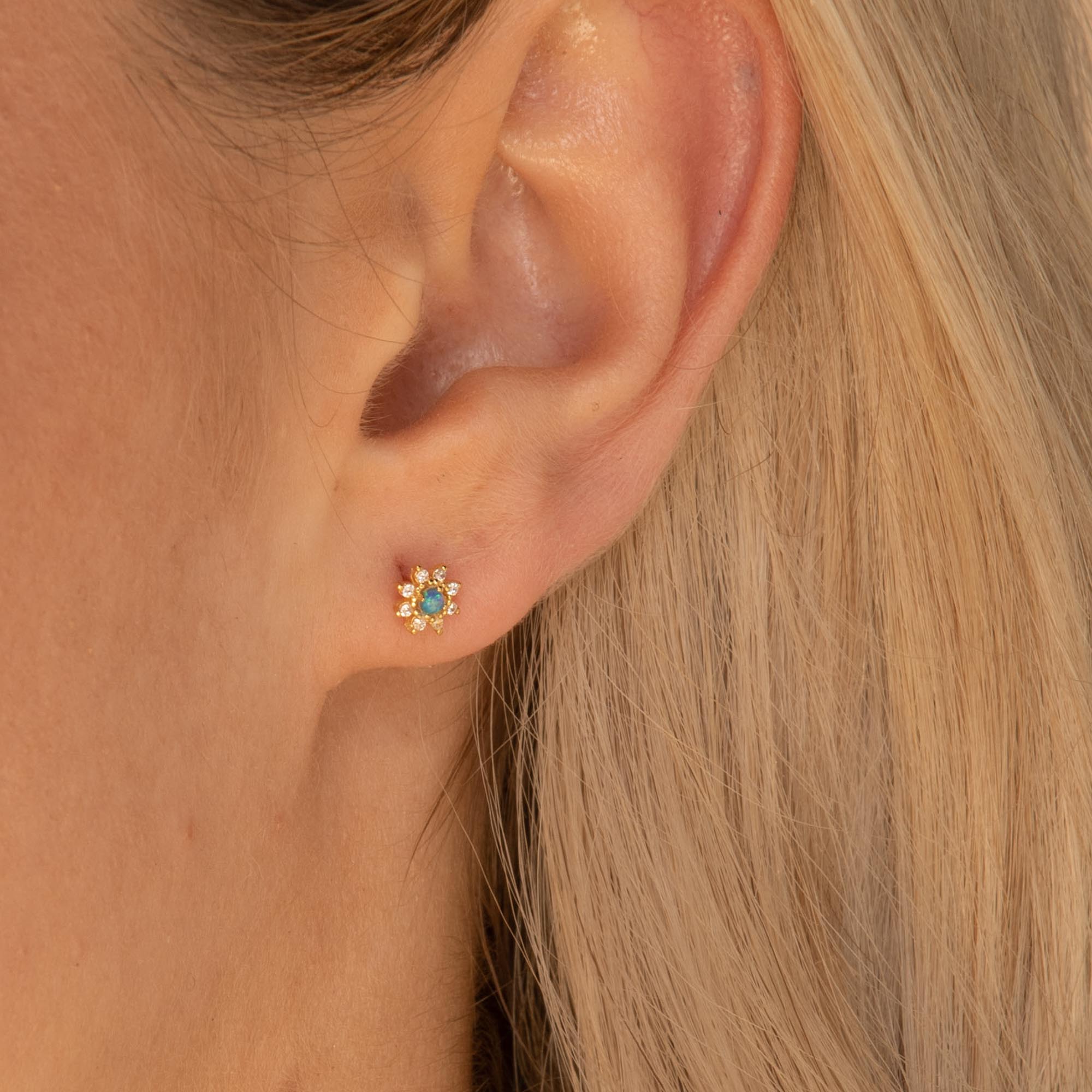 Nebula Opal Earrings Gold