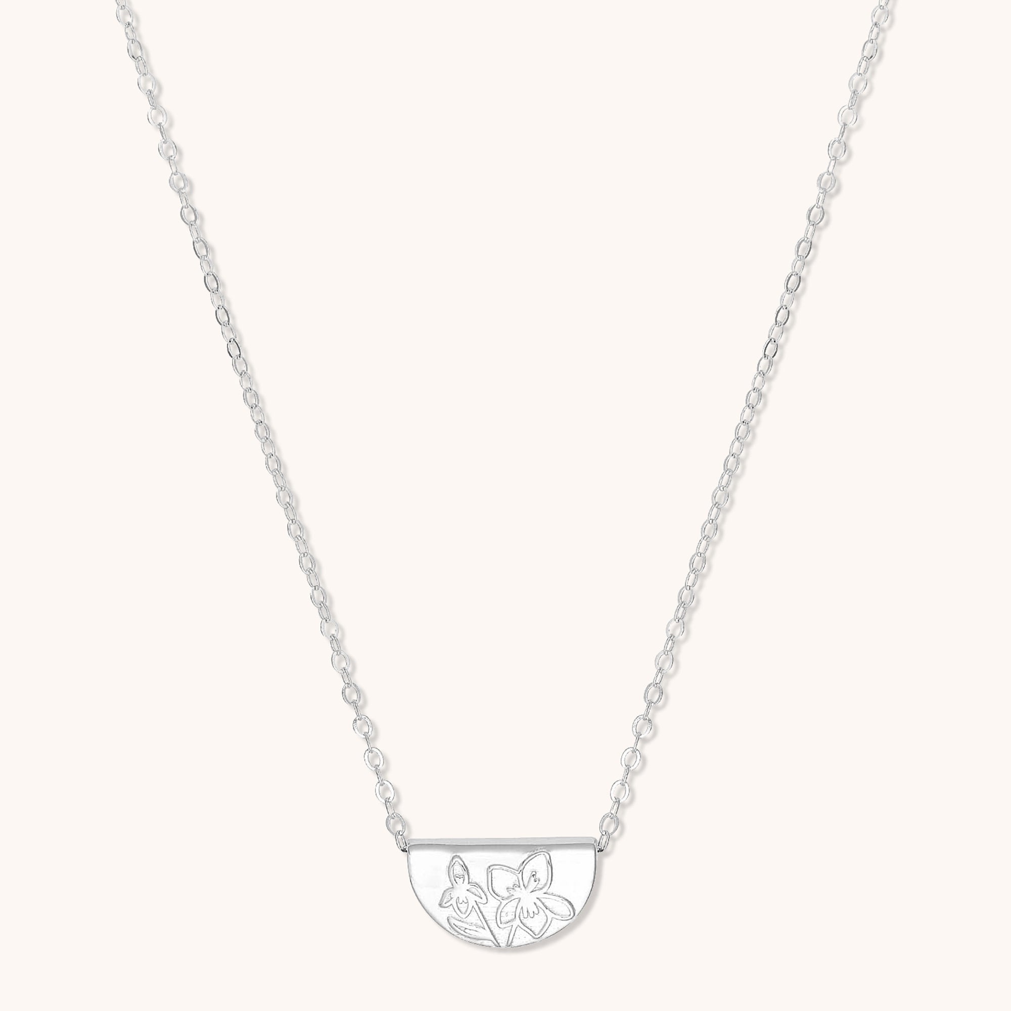 Birth Flower Necklace February (Violet) Silver