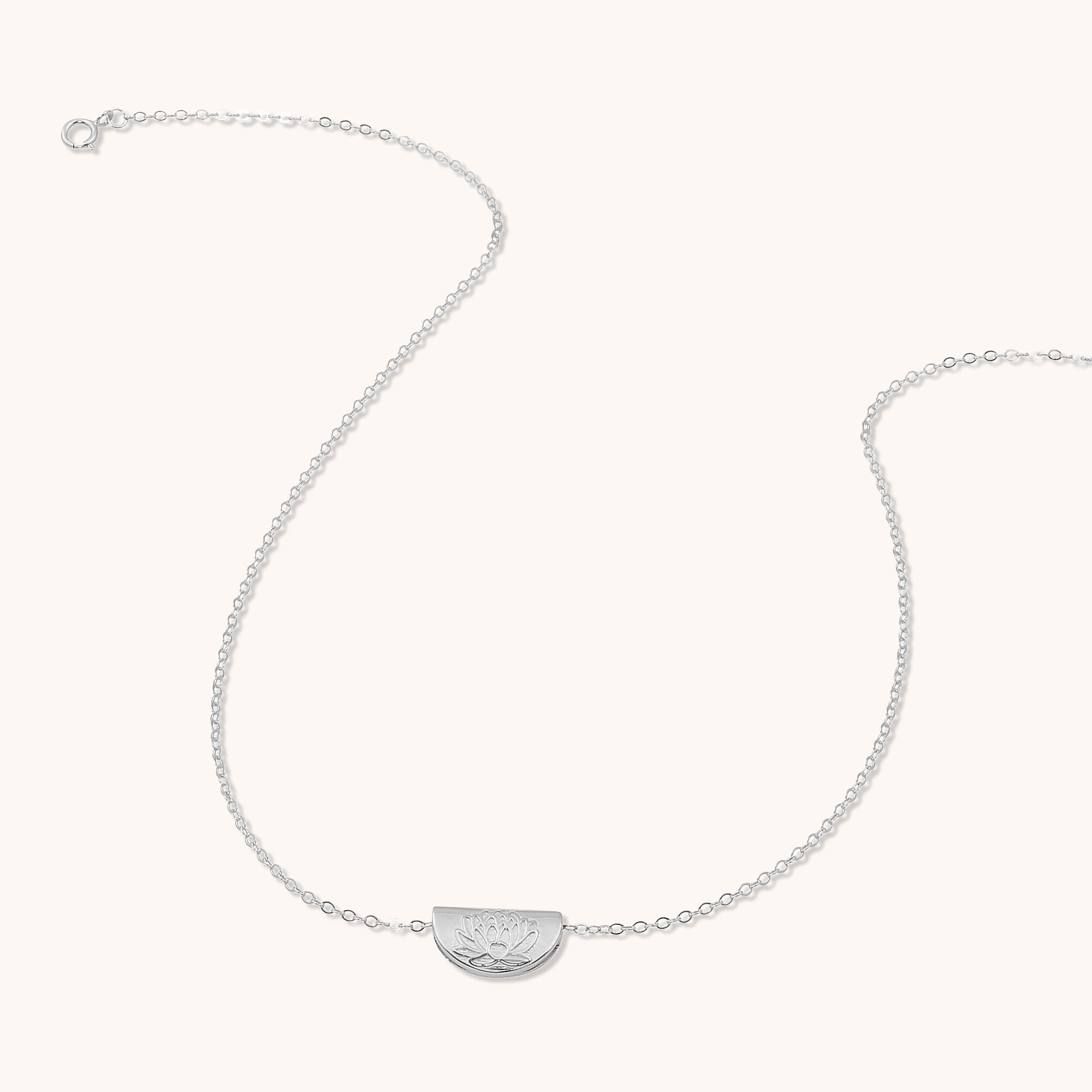 Birth Flower Necklace July (Lotus) Silver