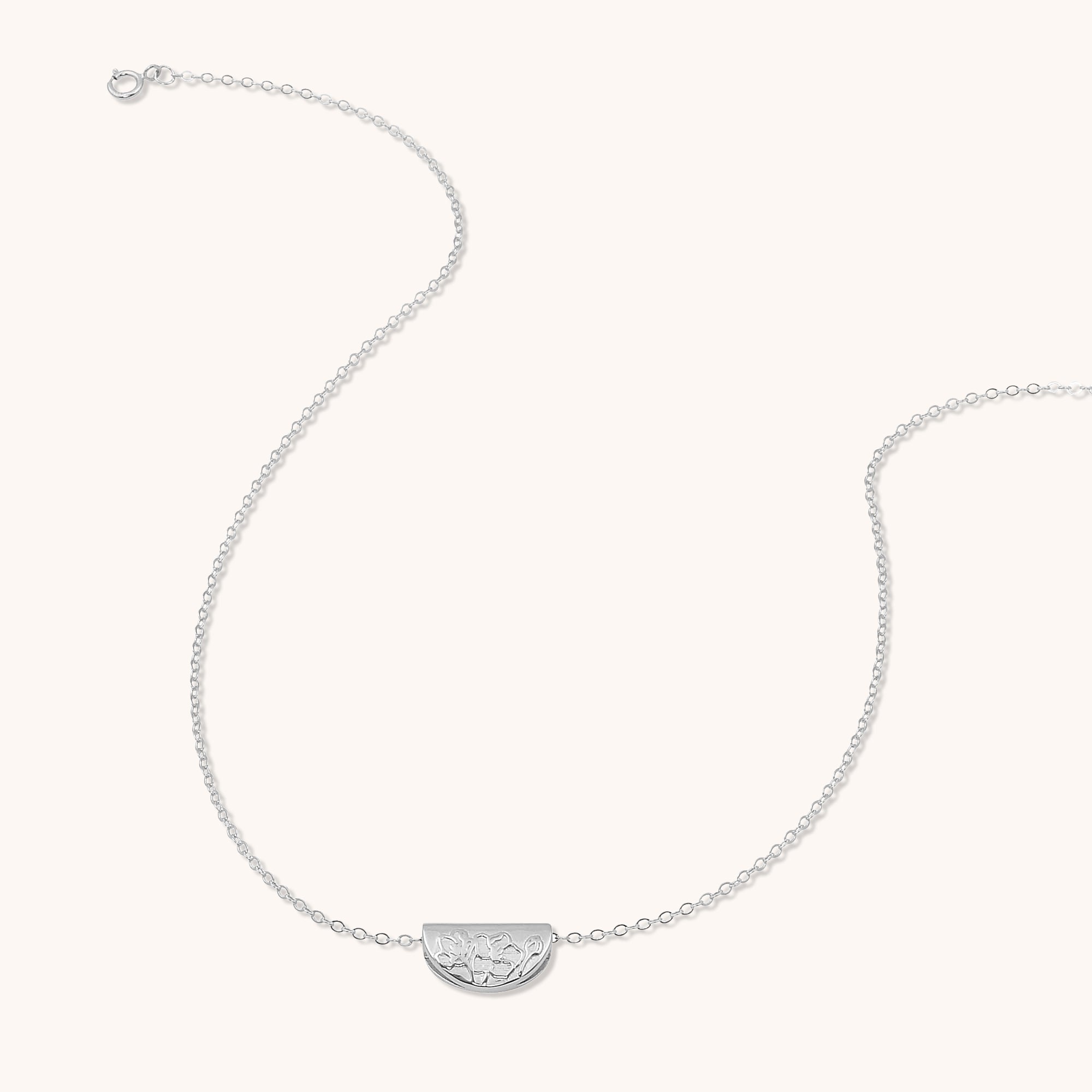 Birth Flower Necklace May (Hawthorn) Silver