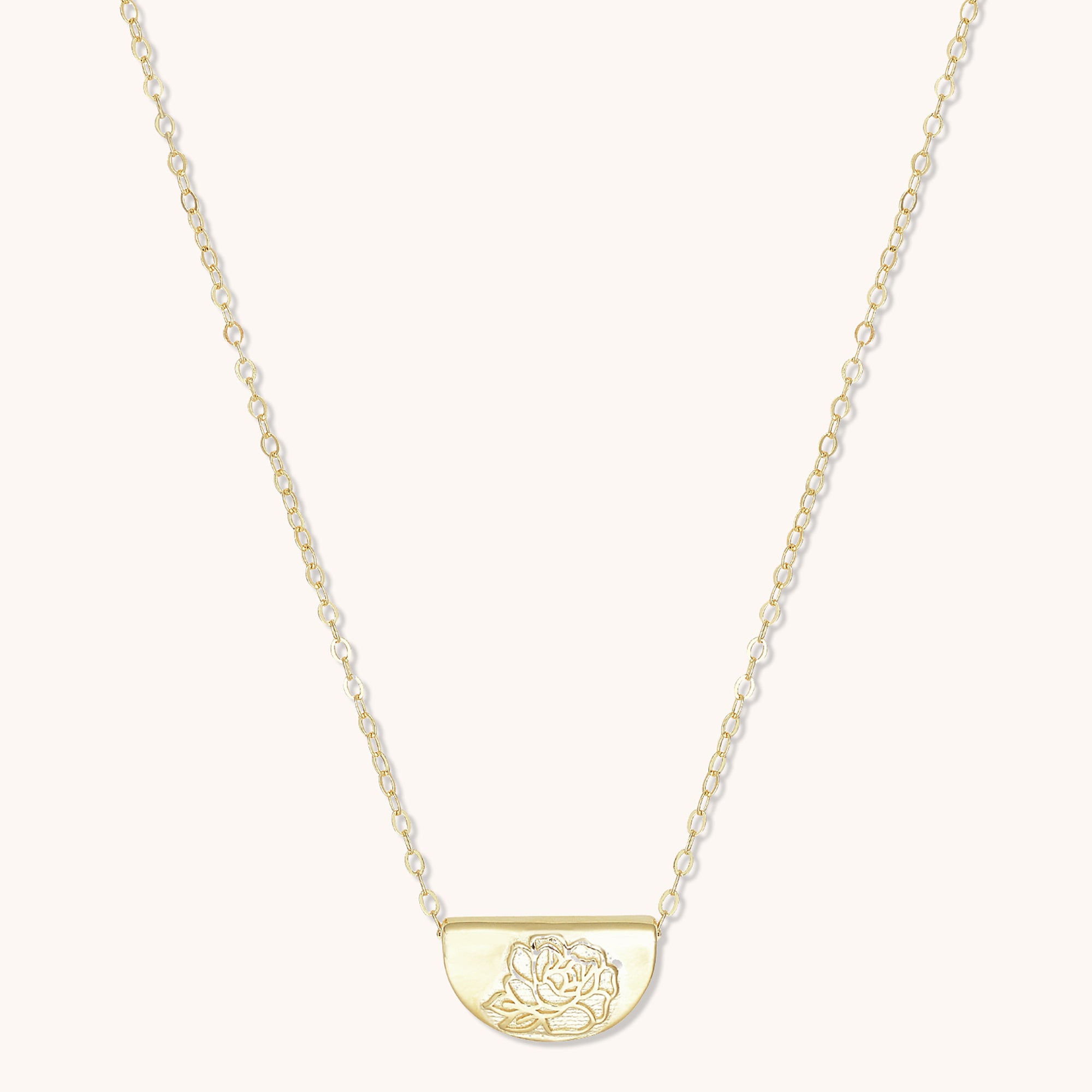 Birth Flower Necklace September (Peony) Gold