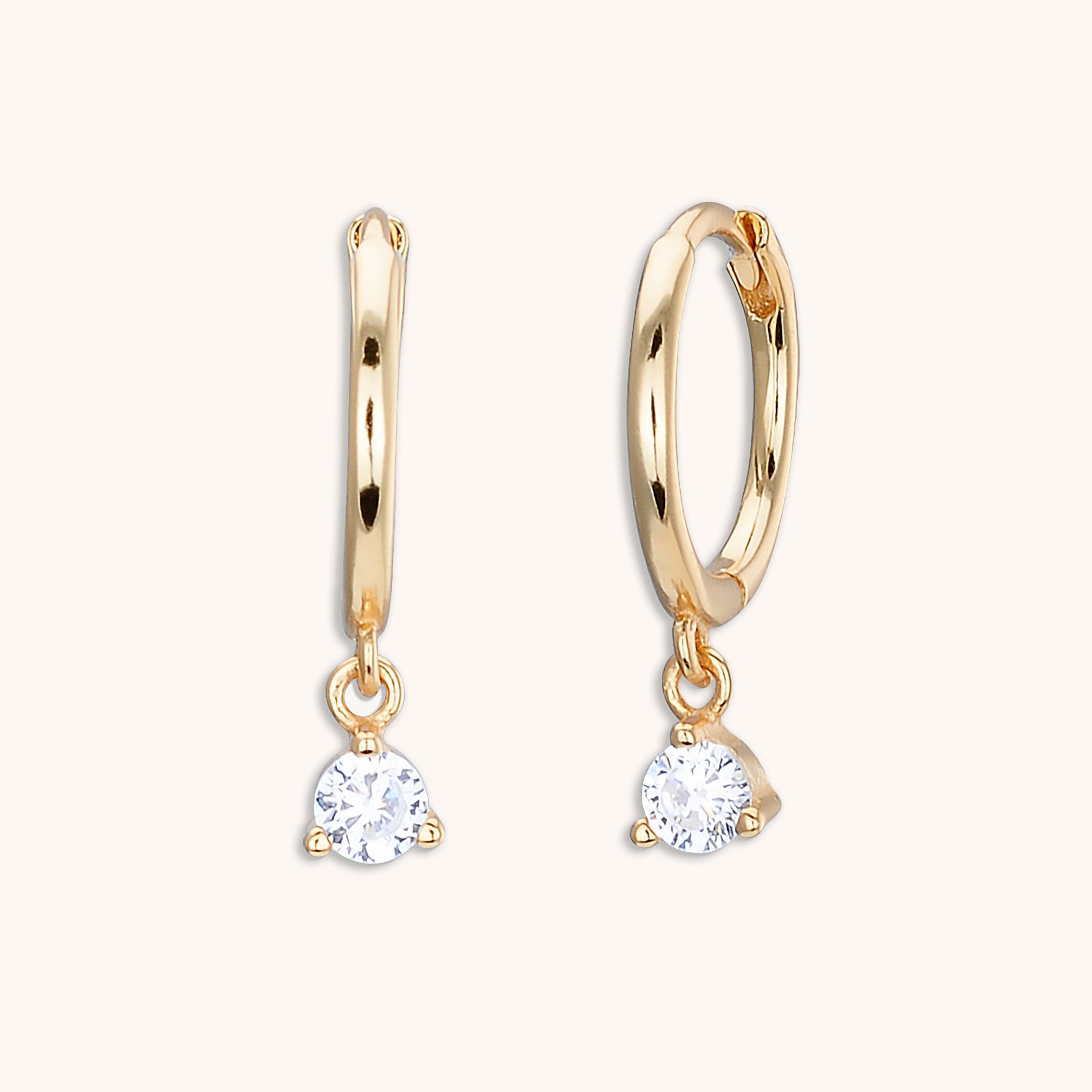 Solitaire Sapphire Huggie Earrings Rose Gold