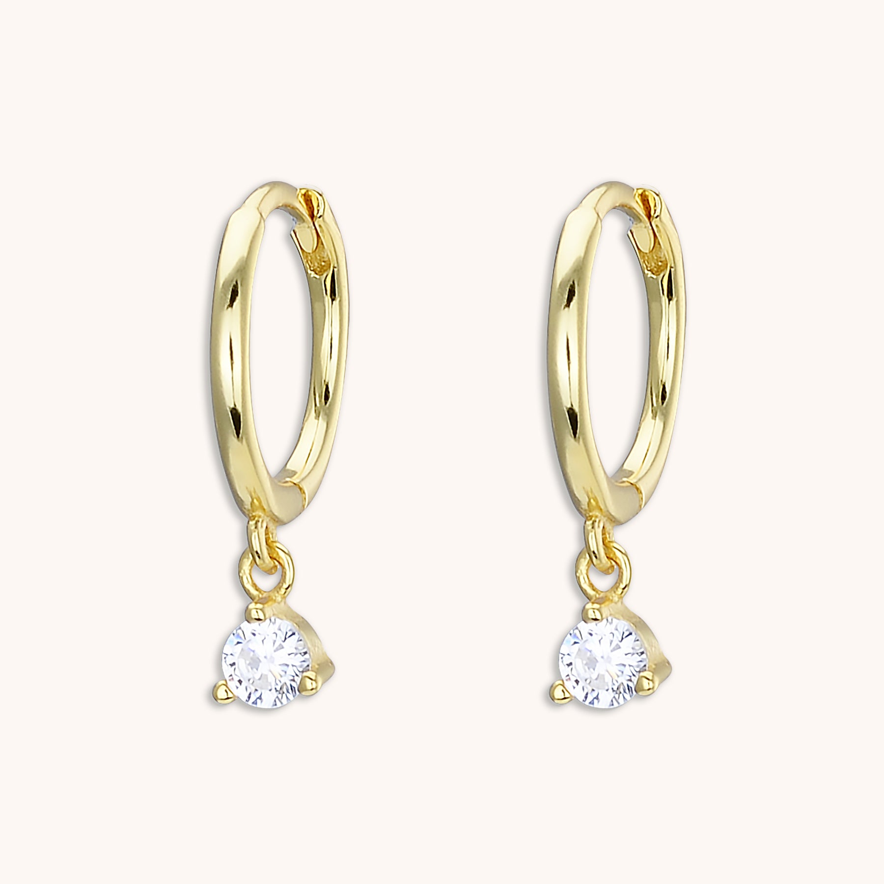 Solitaire Sapphire Huggie Earrings Gold