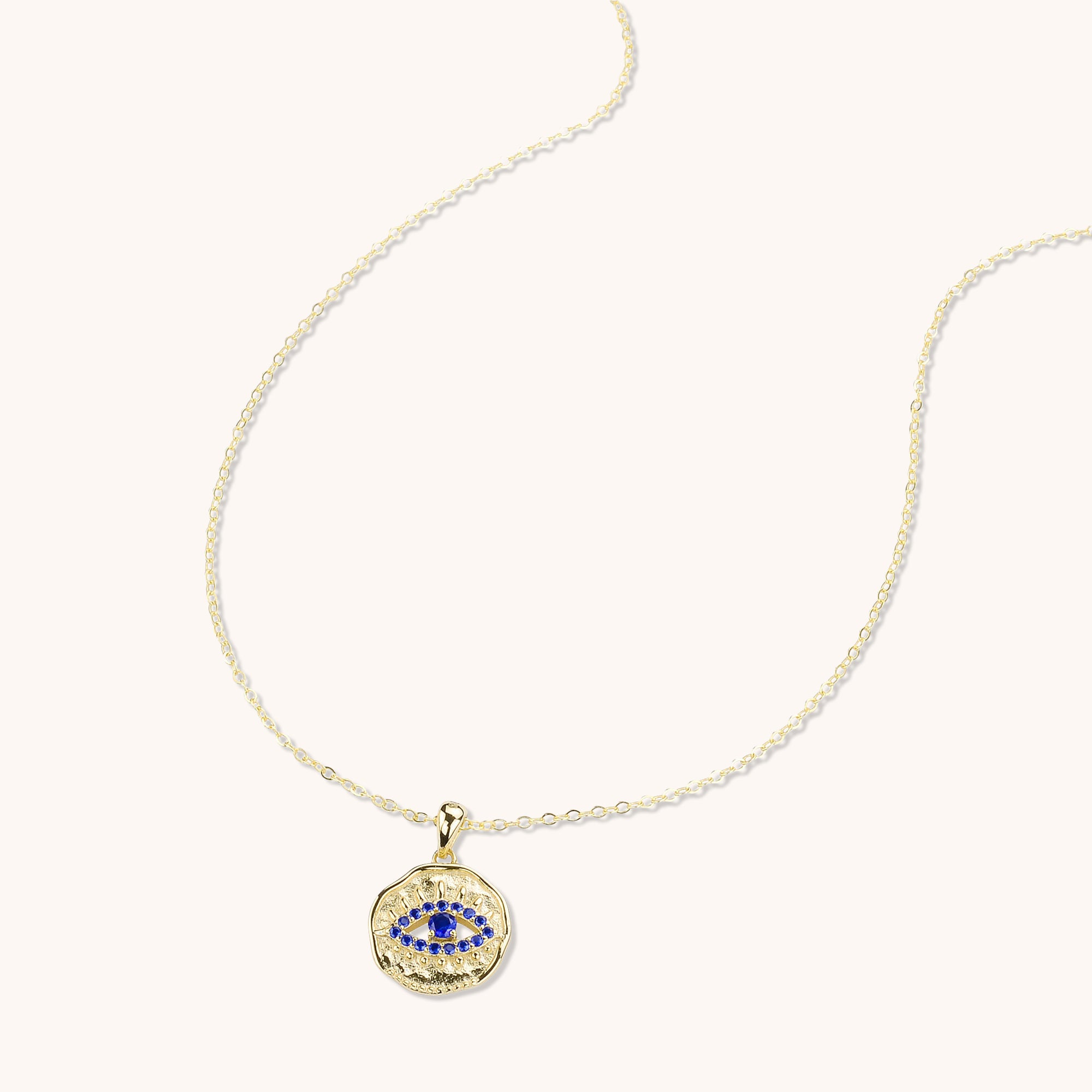 Evil Eye Cut Out Sapphire Necklace Gold