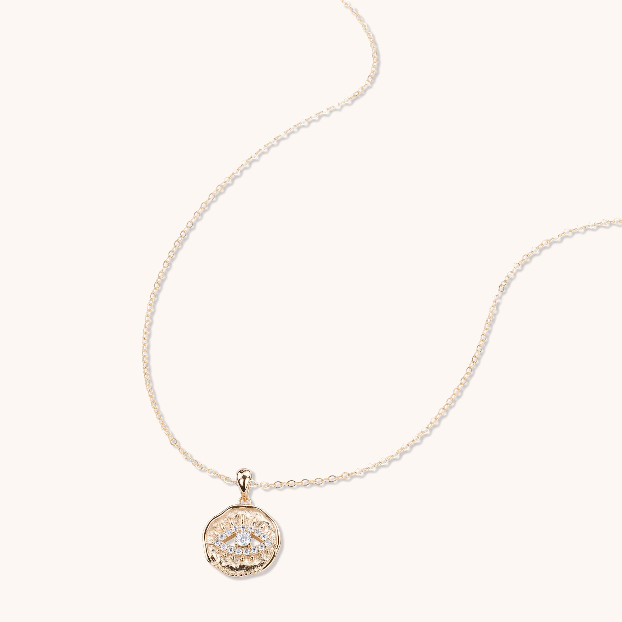 Evil Eye Cut Out Pave Necklace Rose Gold