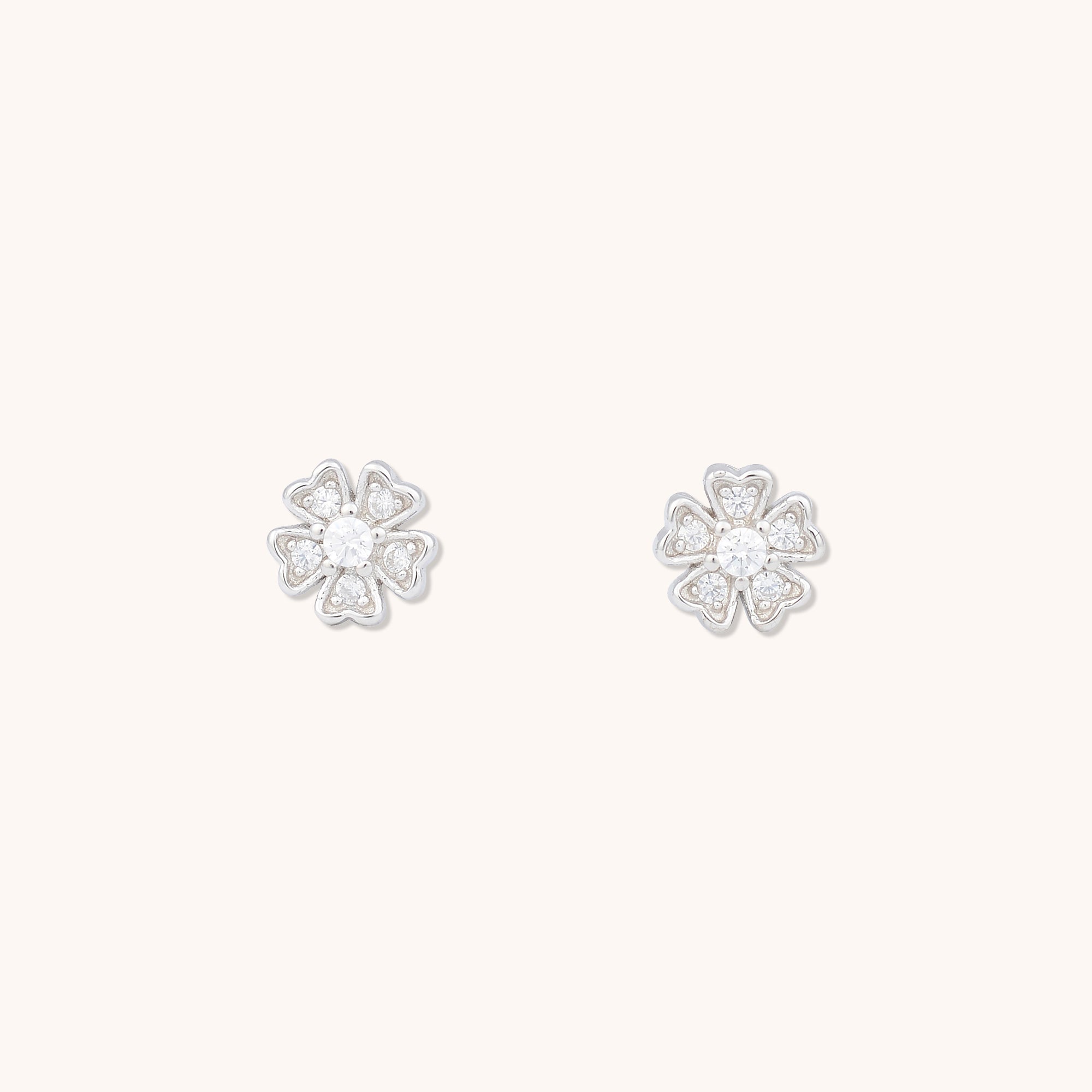 Flower Sapphire Earrings Silver