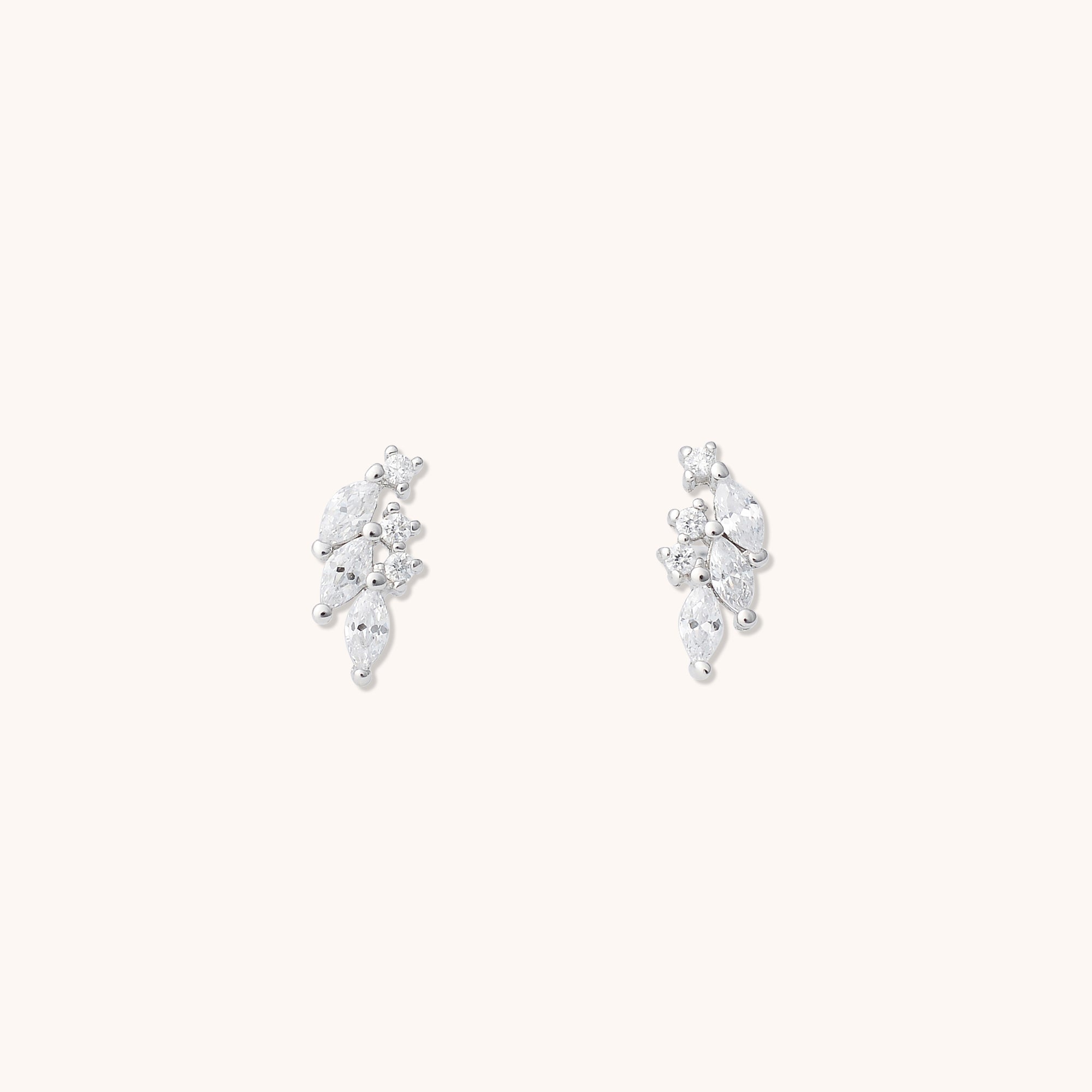Angel Wings Marquise Earrings Silver