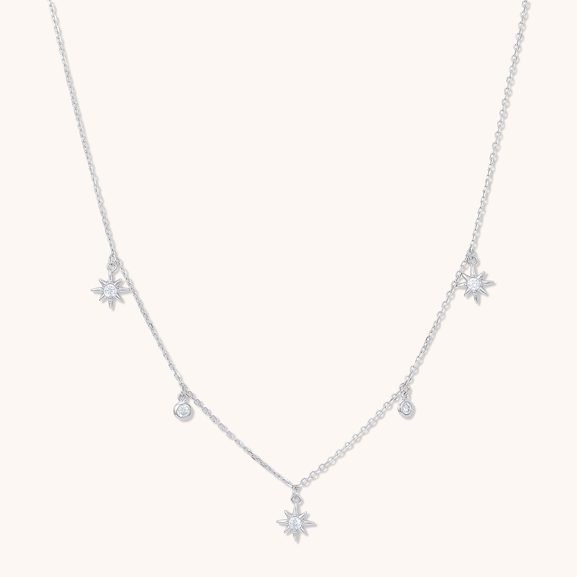 North Star Dangling Necklace Silver