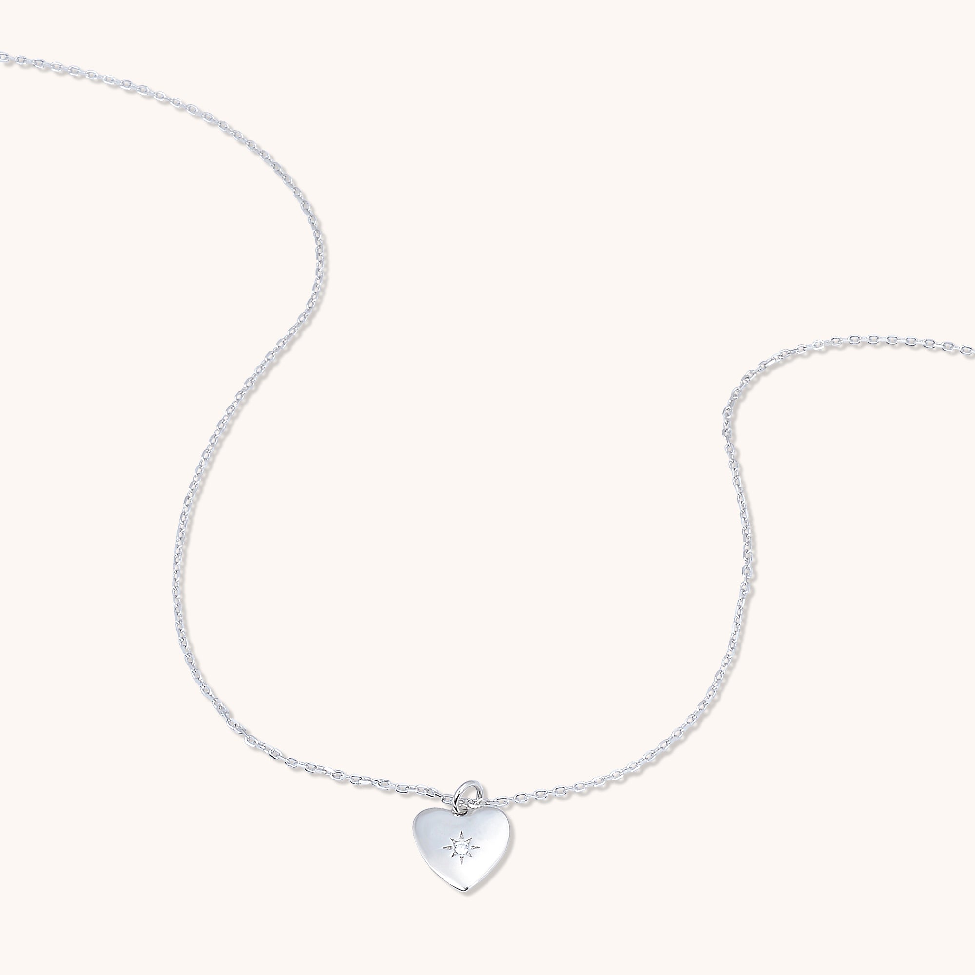 North Star Heart Necklace Silver