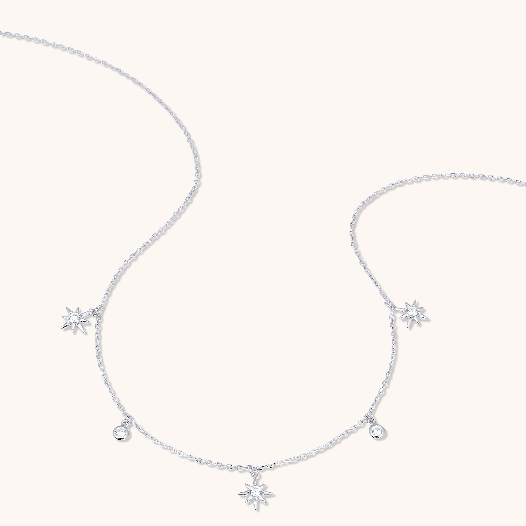 North Star Dangling Necklace Silver