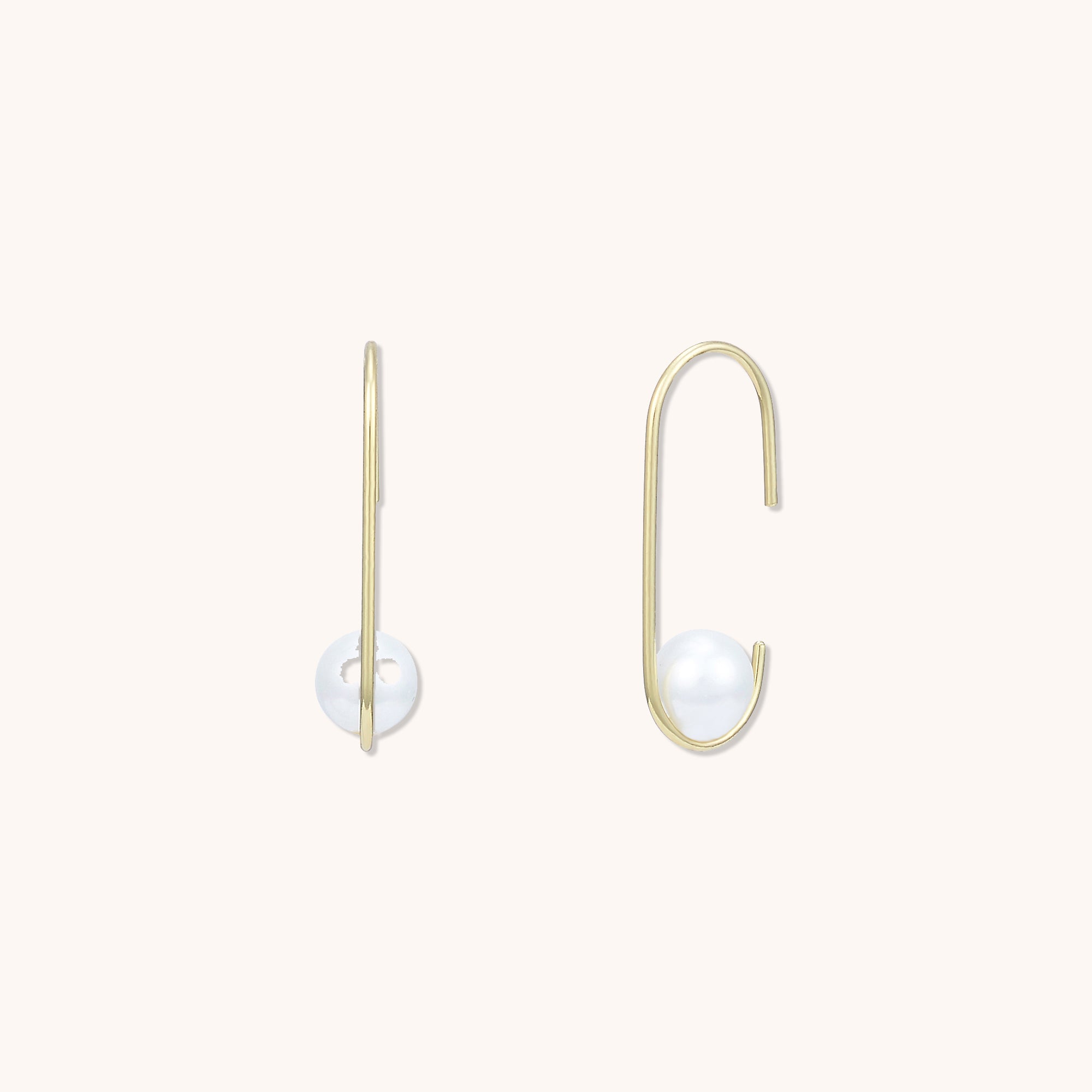 Nova Pearl Paperclip Earrings Gold