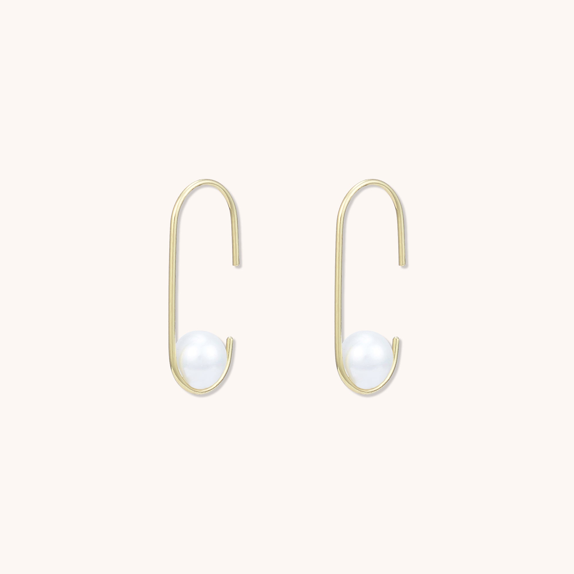 Nova Pearl Paperclip Earrings Gold
