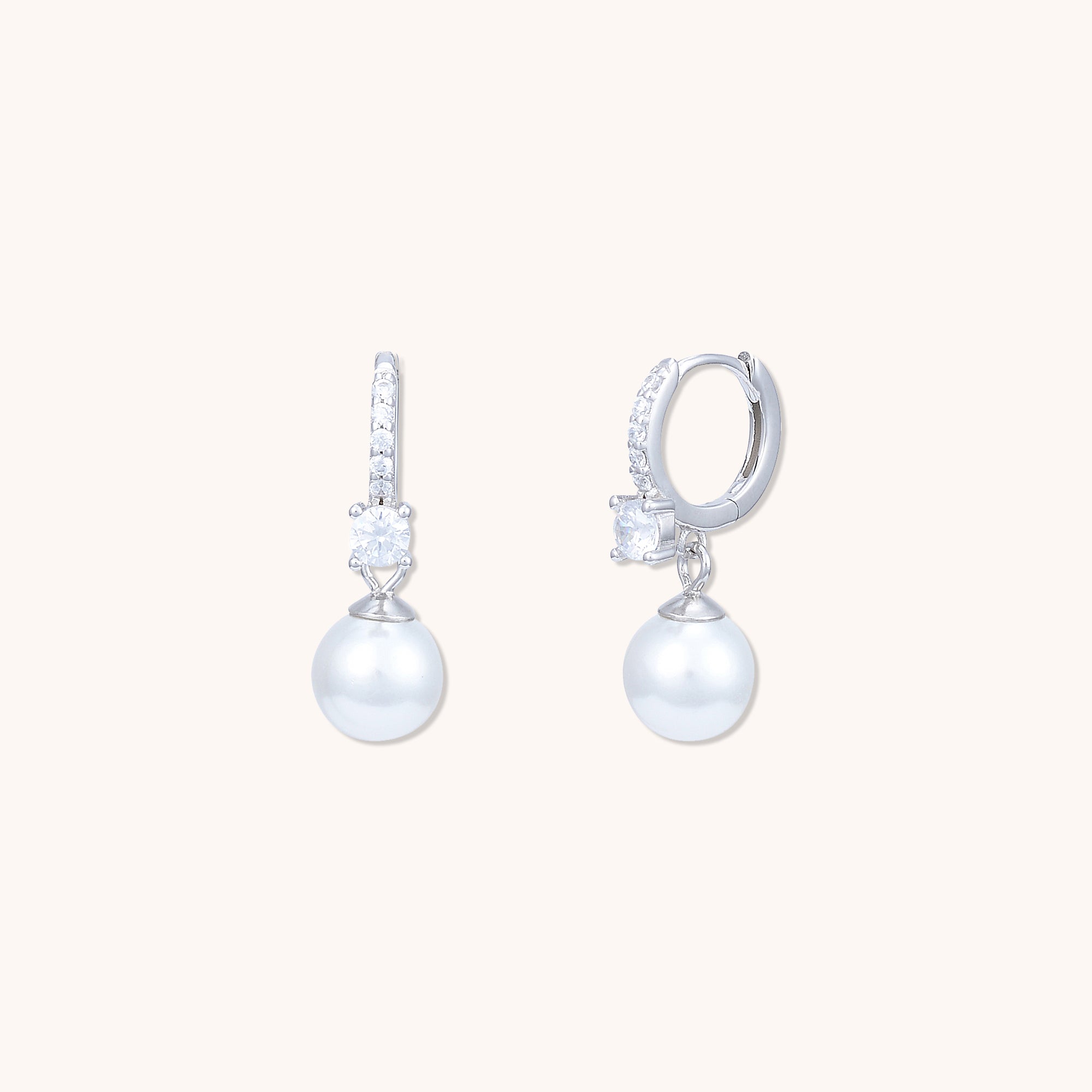 Aria Pearl Sapphire Huggie Earrings Silver