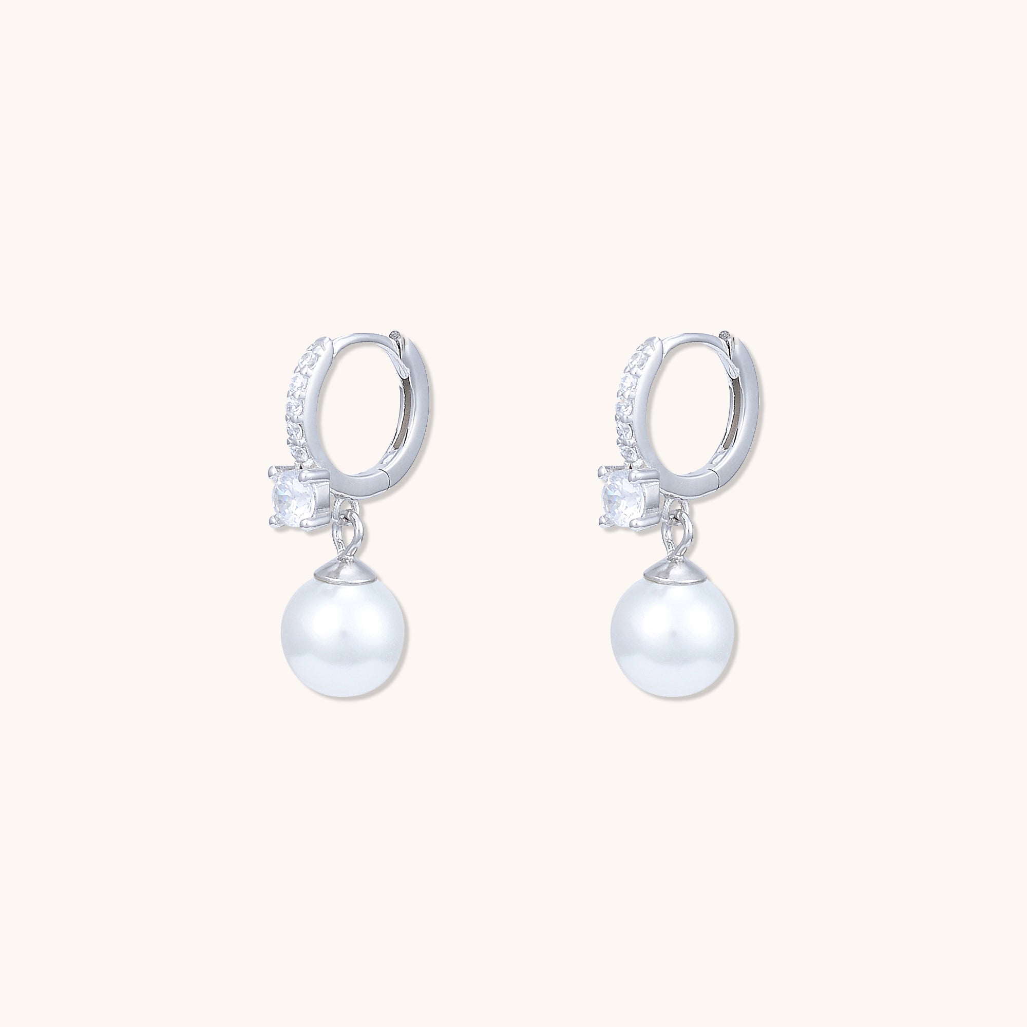 Aria Pearl Sapphire Huggie Earrings Silver