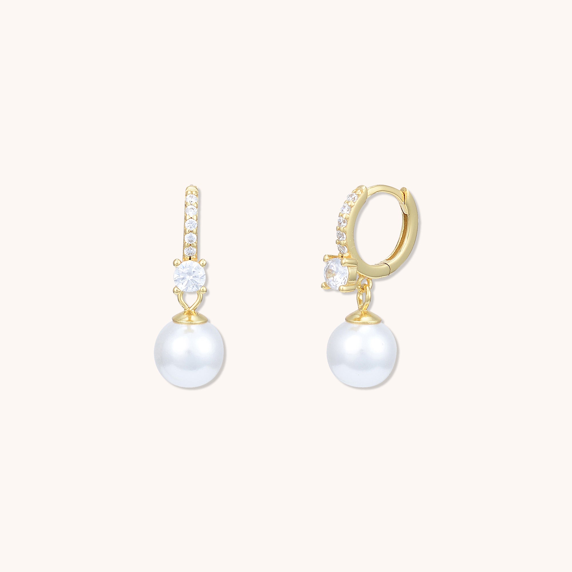 Aria Pearl Sapphire Huggie Earrings Gold