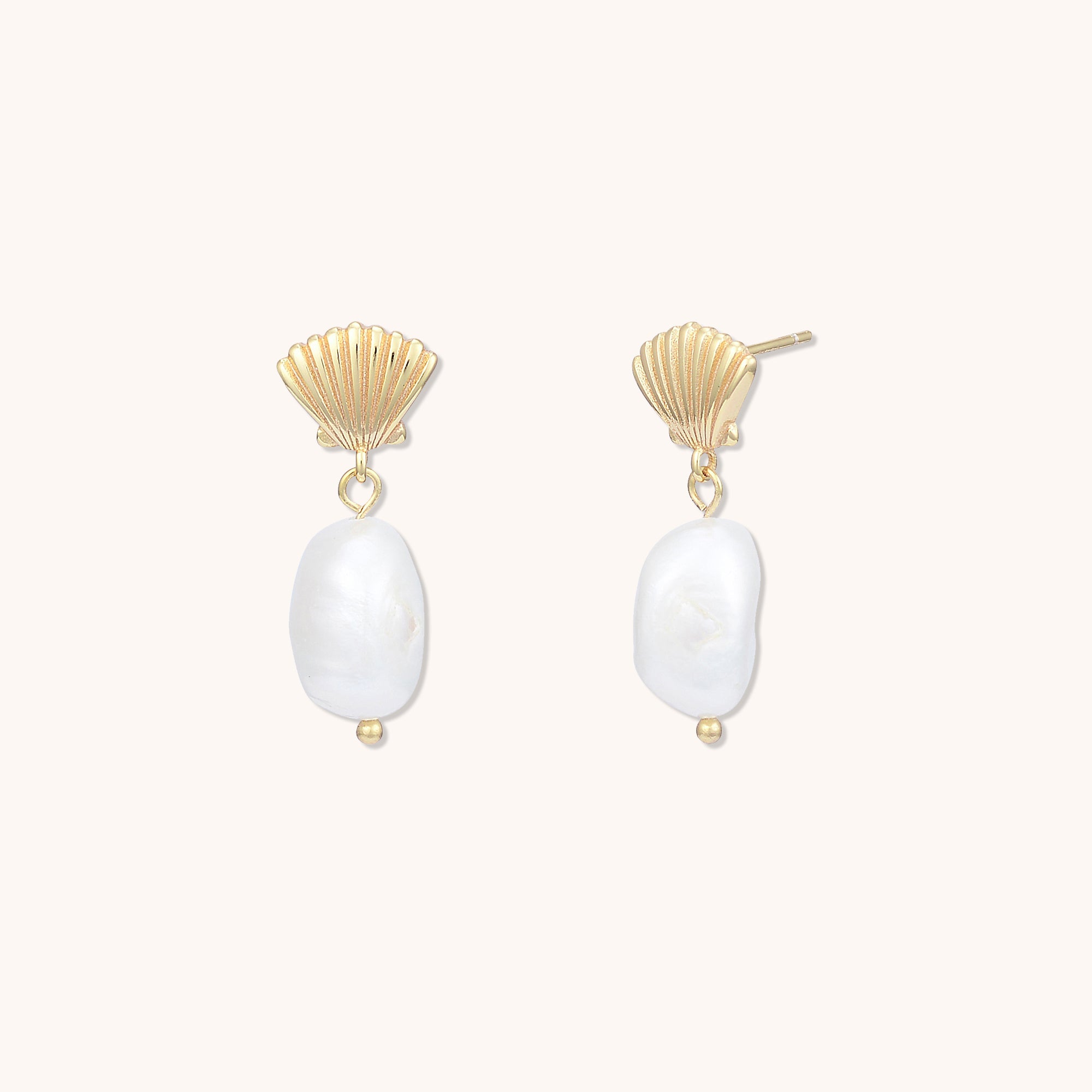 Mariner Pearl Drop Shell Earrings Gold