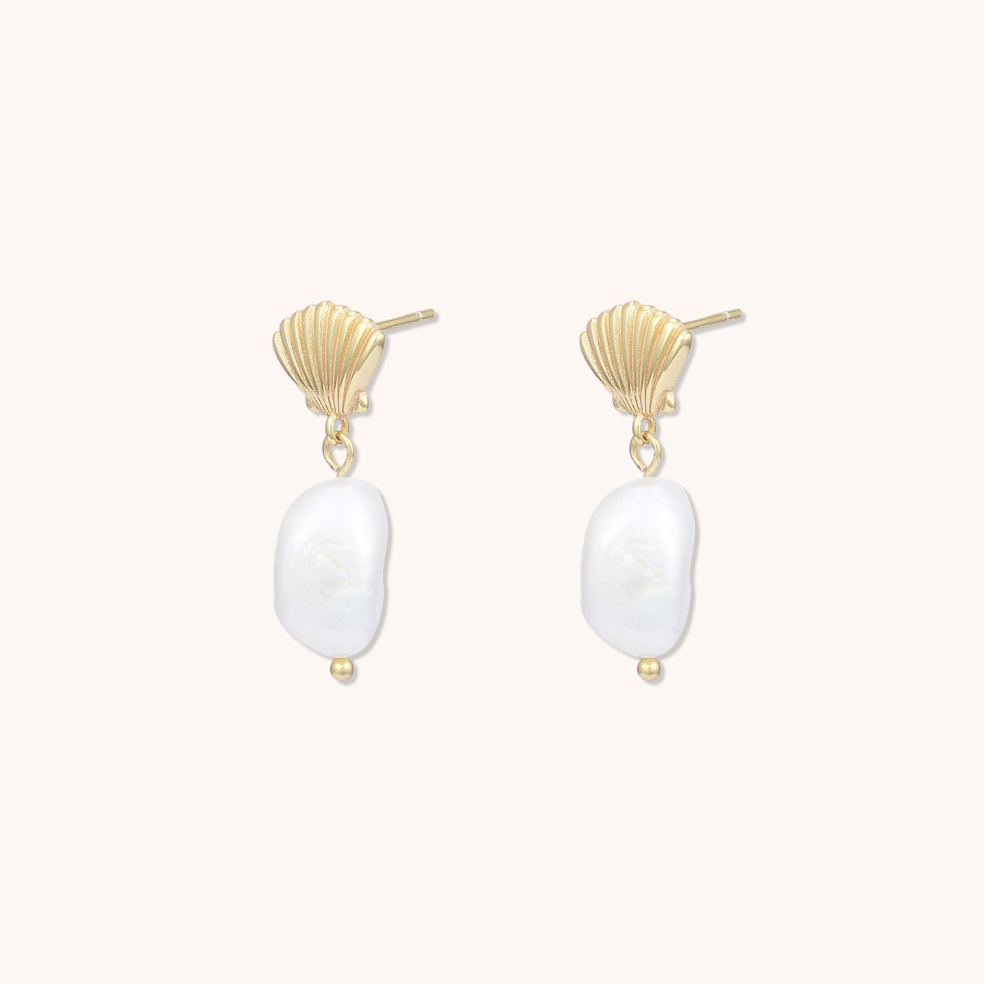 Mariner Pearl Drop Shell Earrings Gold