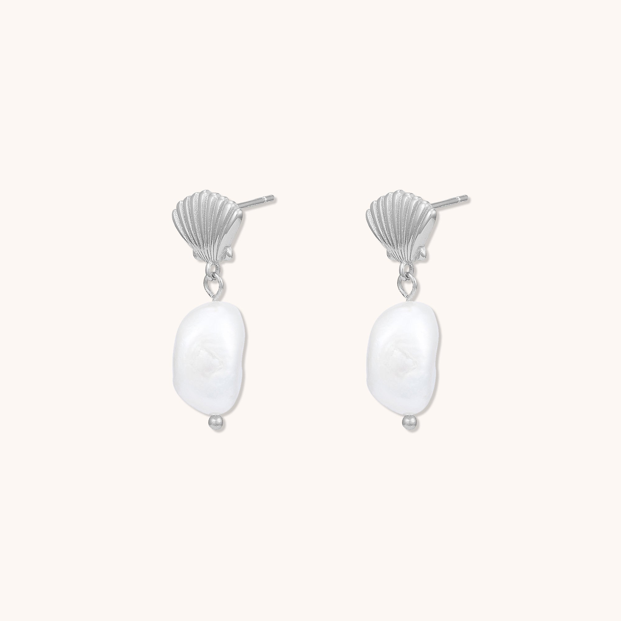 Mariner Pearl Drop Shell Earrings Silver
