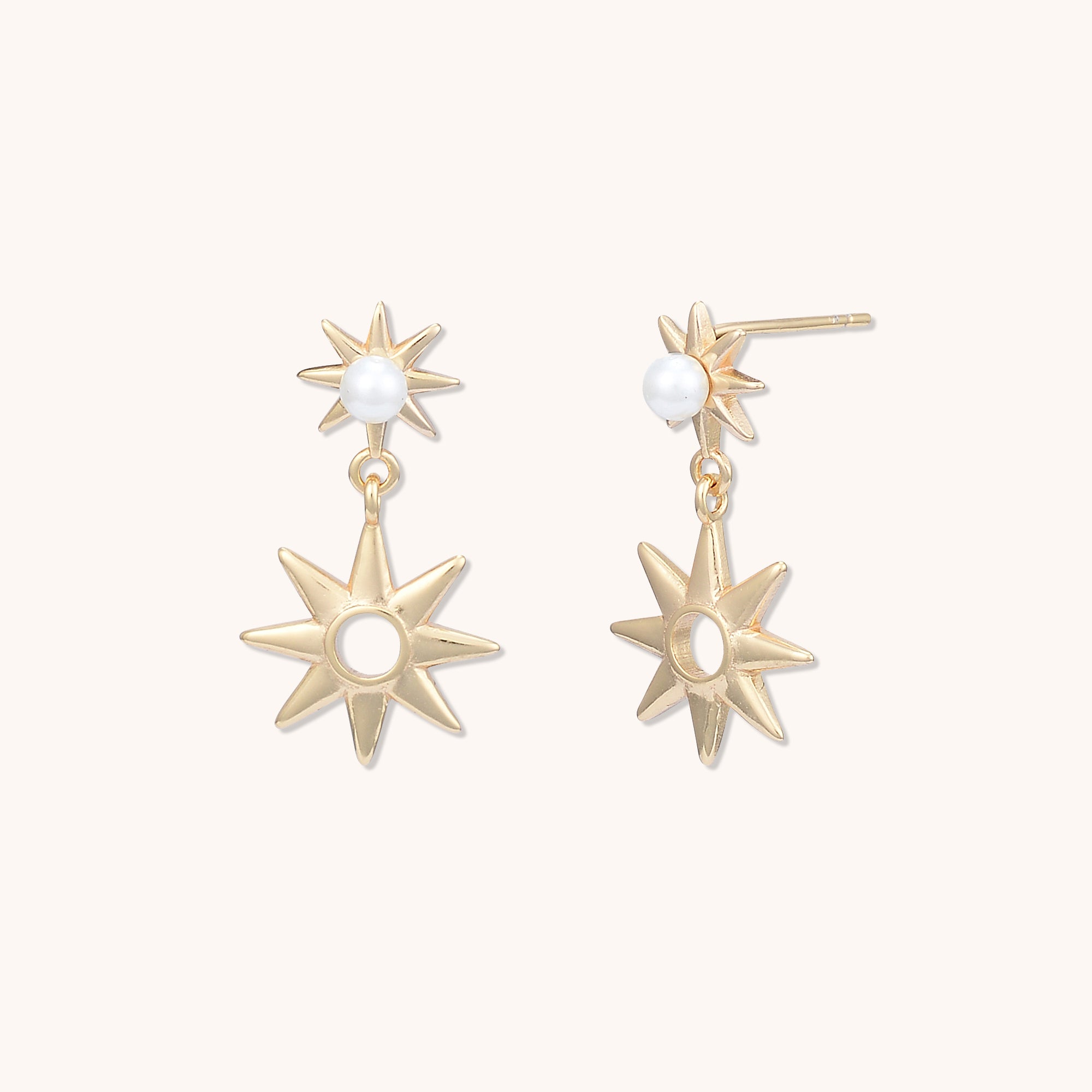 Celestial Star Pearl Earrings Gold