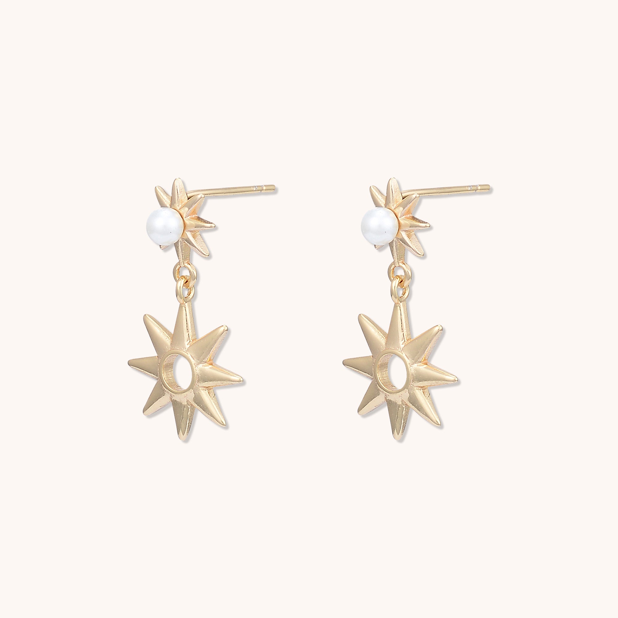 Celestial Star Pearl Earrings Gold