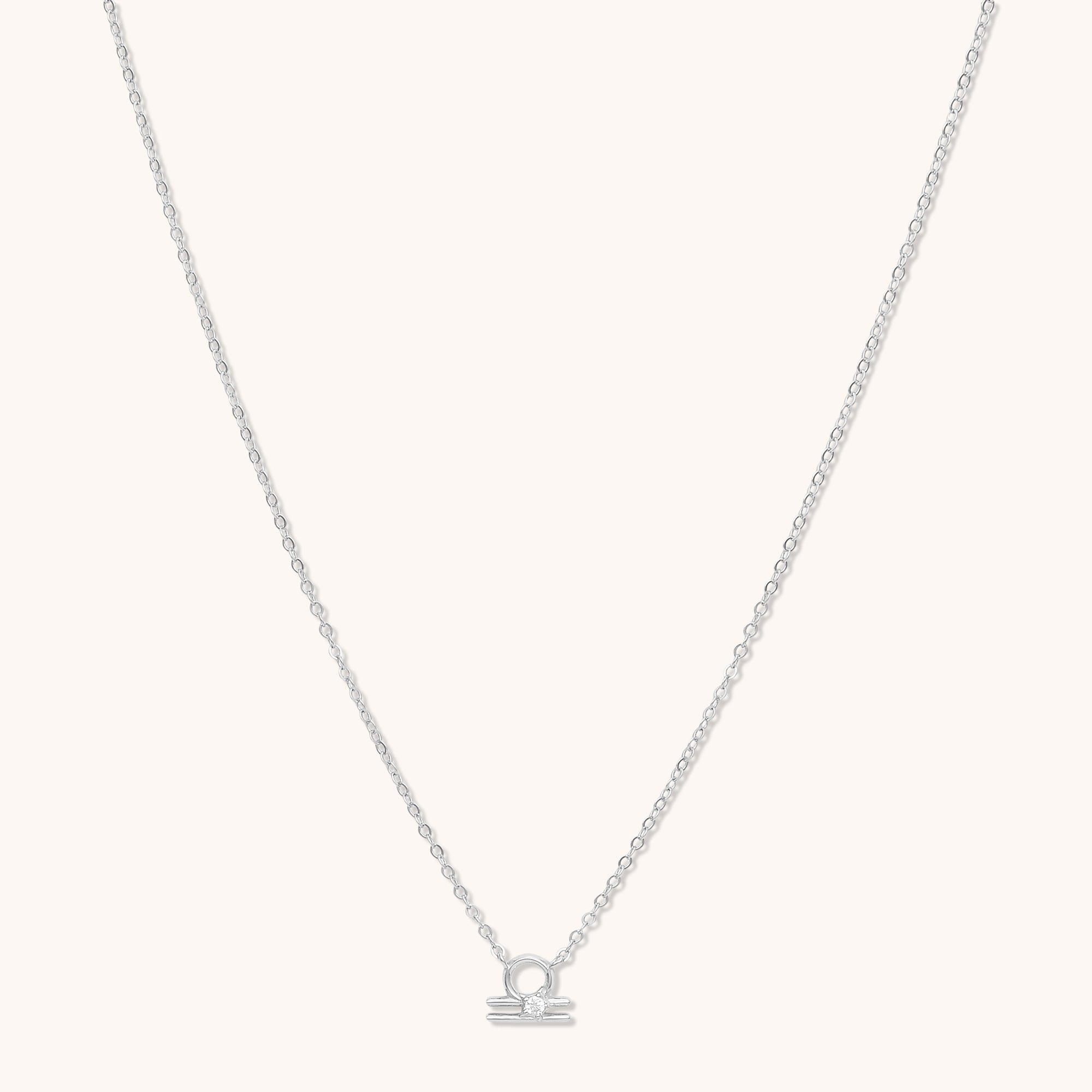 Libra Star Sign Necklace Silver