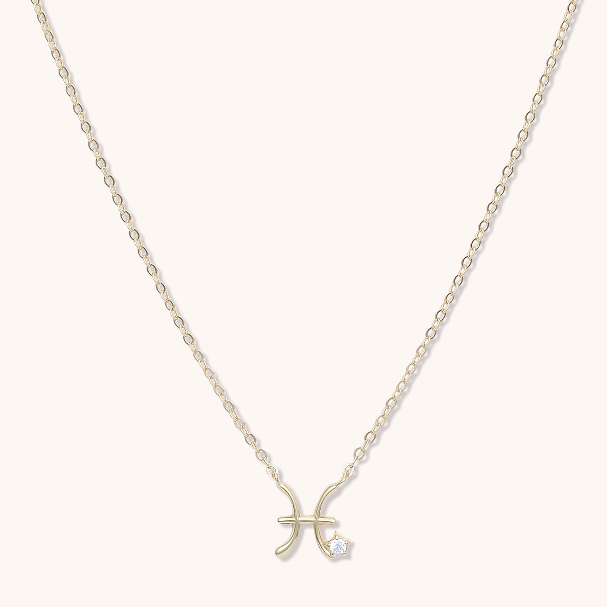 Pisces Star Sign Necklace Gold