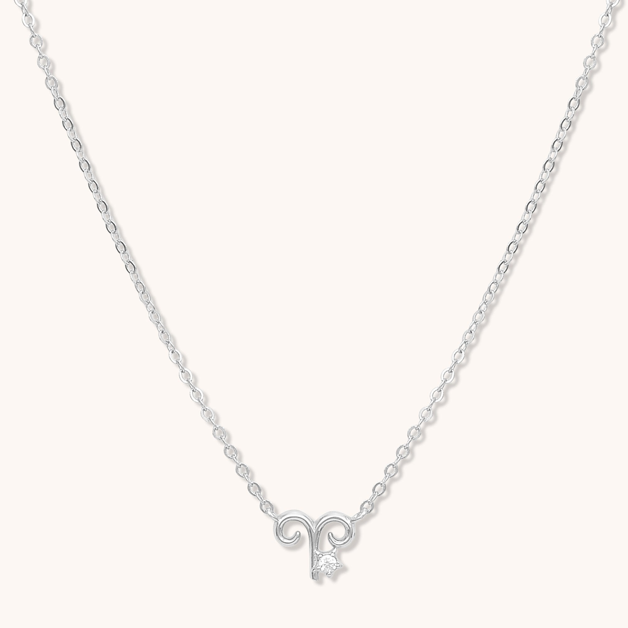 Aries Star Sign Necklace Silver