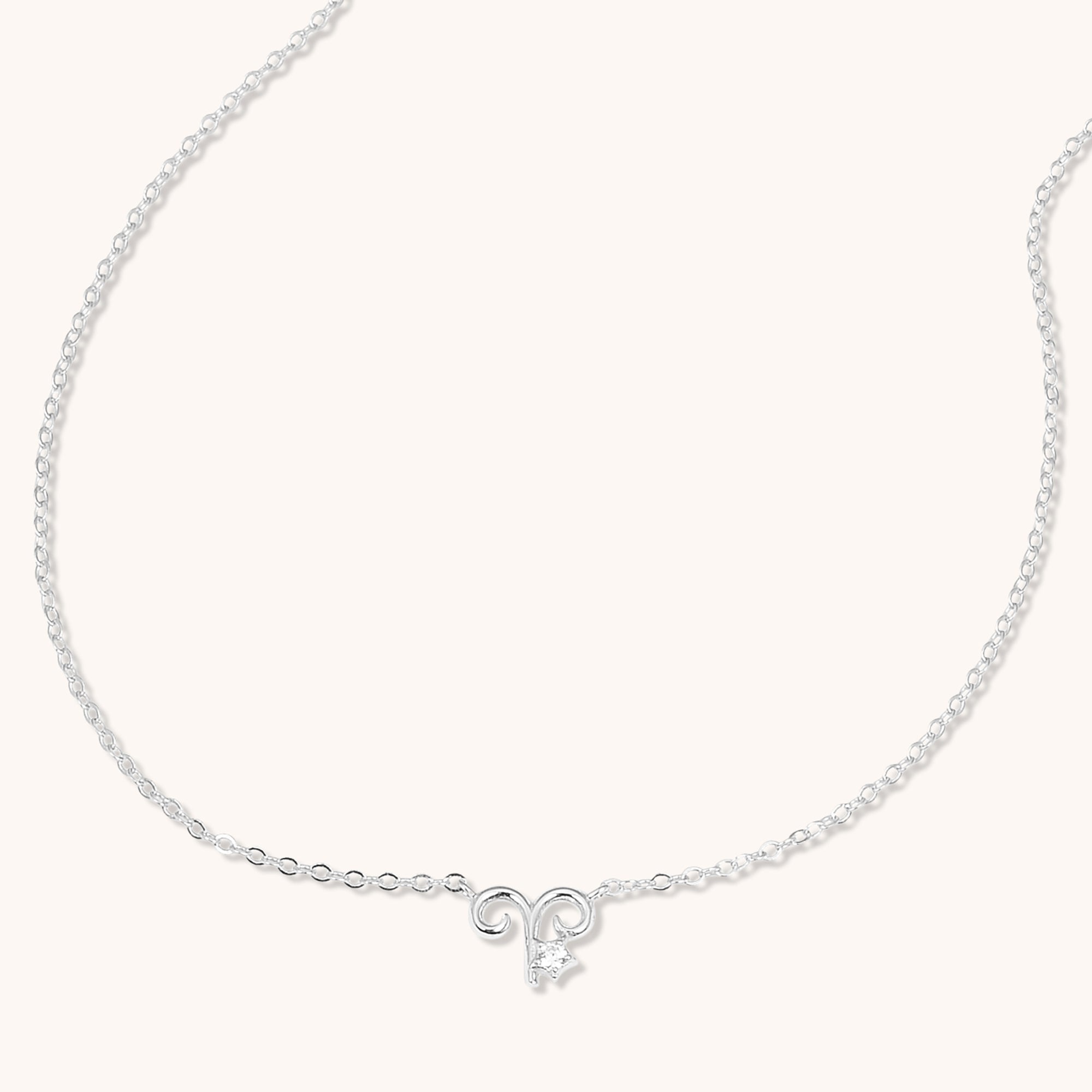 Aries Star Sign Necklace Silver