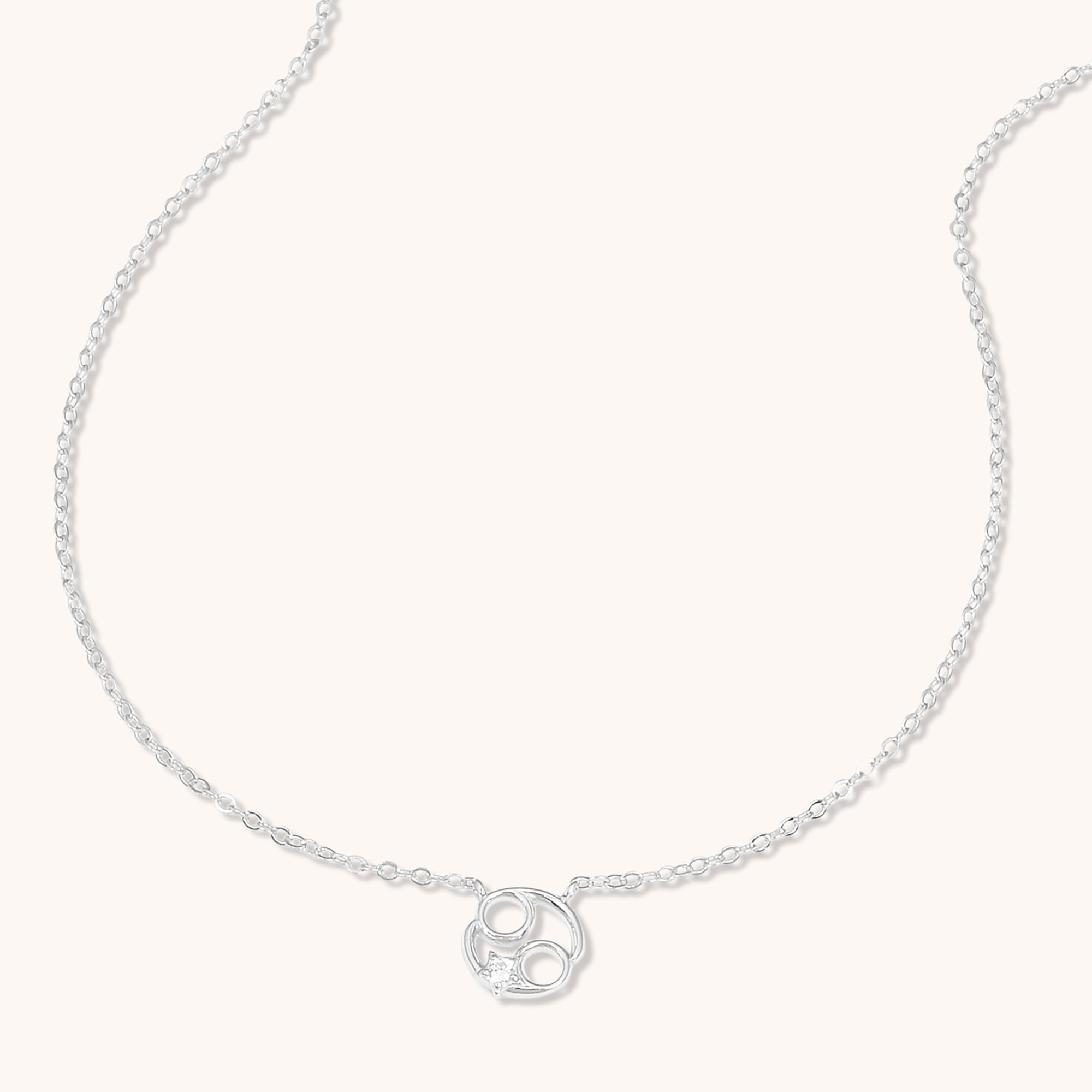 Cancer Star Sign Necklace Silver