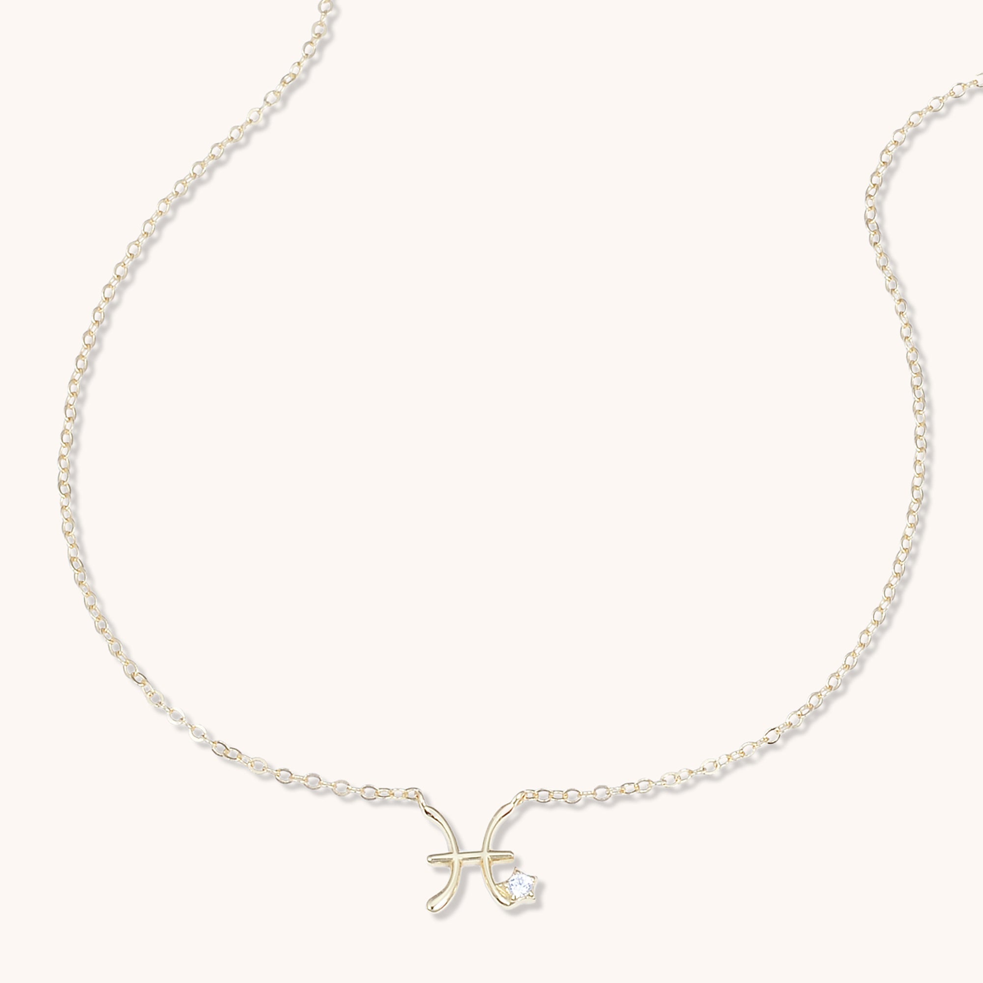 Pisces Star Sign Necklace Gold