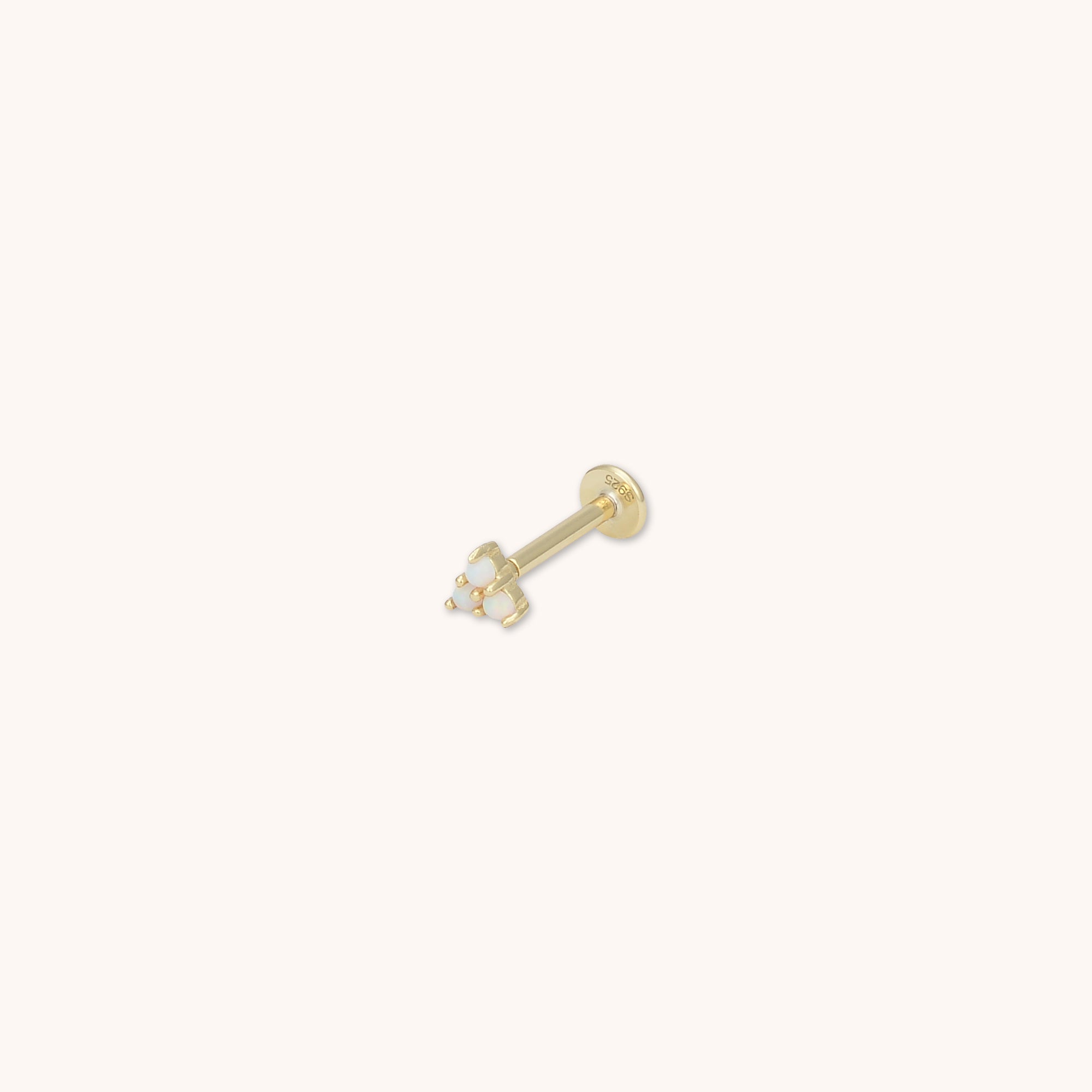 Lotus Opal Flat Back Single Labret Earring Gold